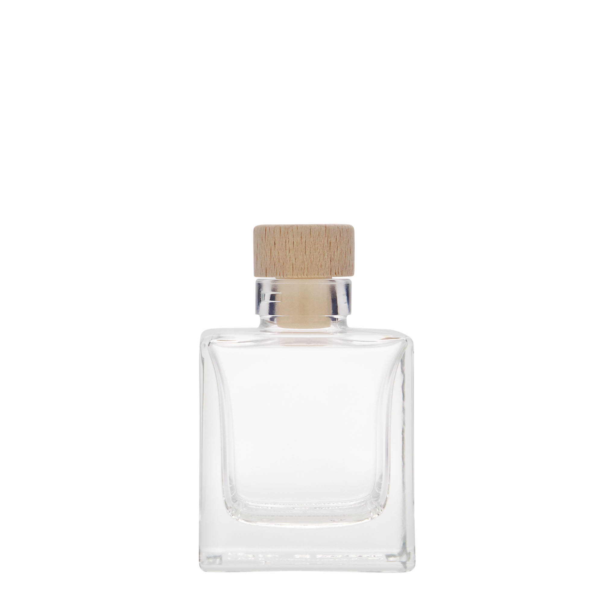 Glazen fles 'Cube', 100 ml, vierkant, monding: kurk Glazen fles 'Cube', 100 ml, vierkant, monding: kurk