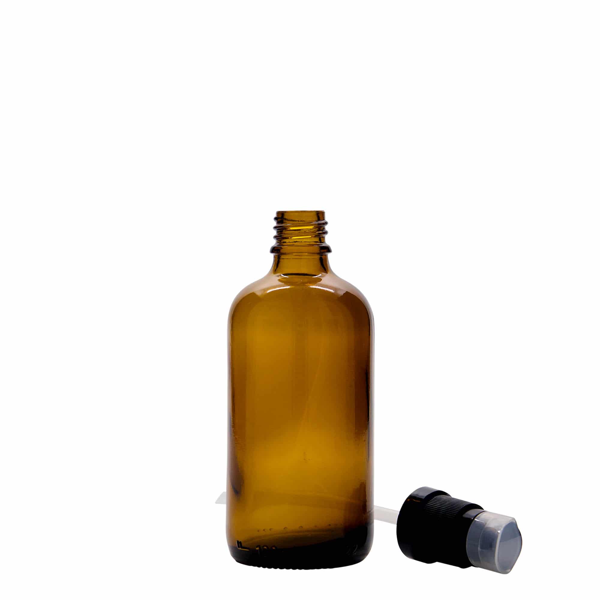 Flacon pharmaceutique 100 ml avec pompe de lotion, verre, brun, bouchage: DIN 18