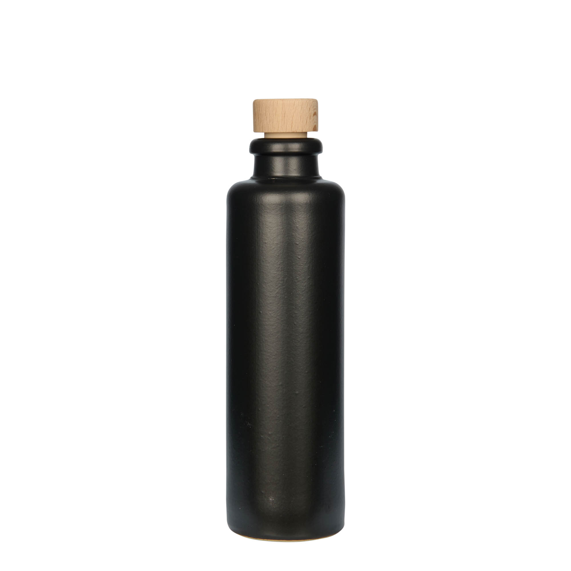Keramische kruik, 200 ml, steengoed, zwart, monding: kurk