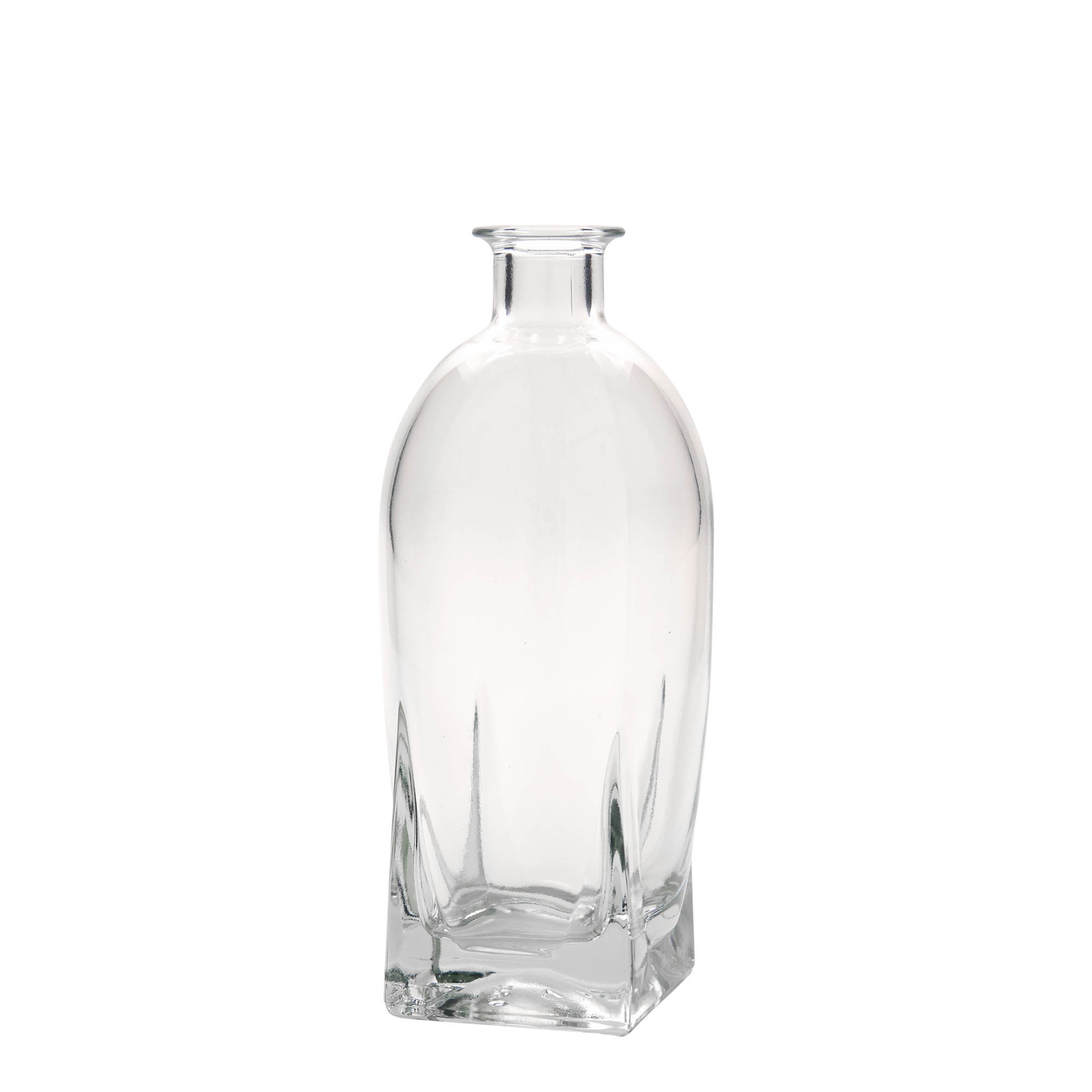 Glazen fles 'Golf', 500 ml, vierkant, monding: kurk Glazen fles 'Golf', 500 ml, vierkant, monding: kurk