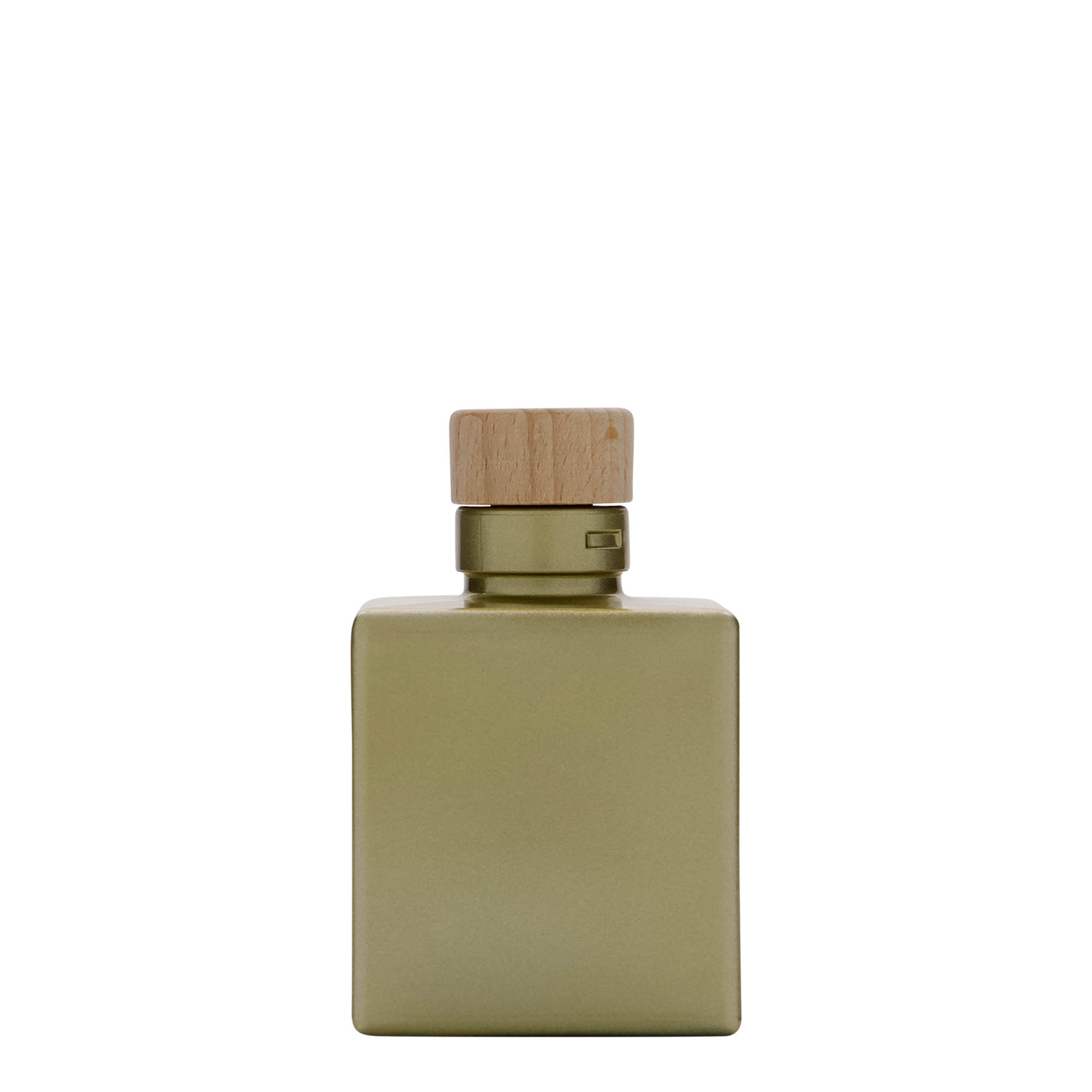 Glazen fles 'Cube', 100 ml, vierkant, goud, monding: kurk