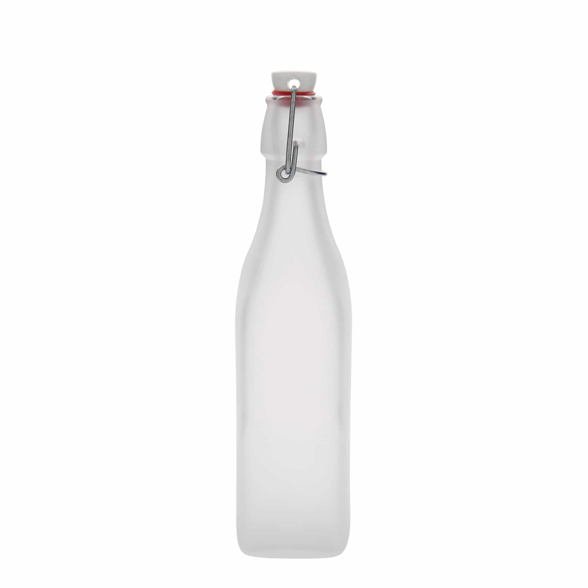 Bouteille en verre 500 ml « Swing », carrée, blanche, bouchage: bouchon mécanique
