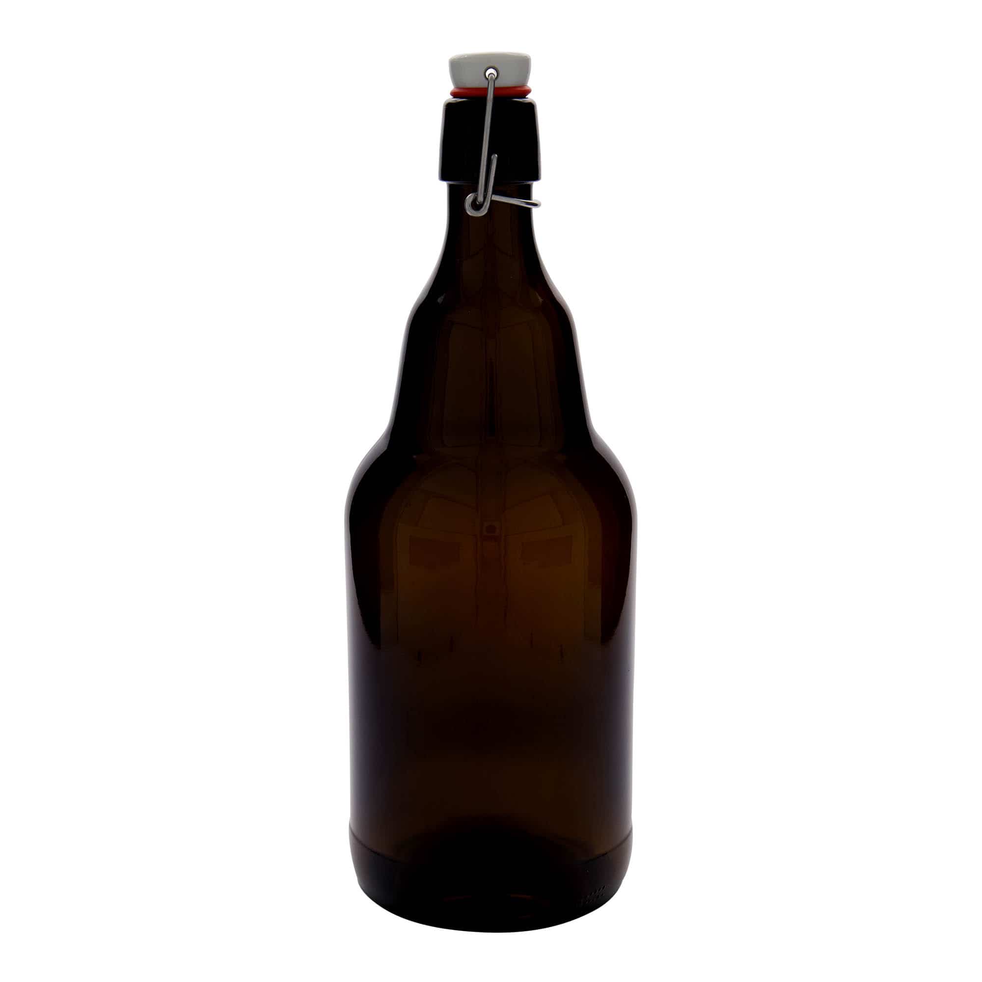 Bouteille de bière 2 000 ml, verre, marron, bouchage: bouchon mécanique