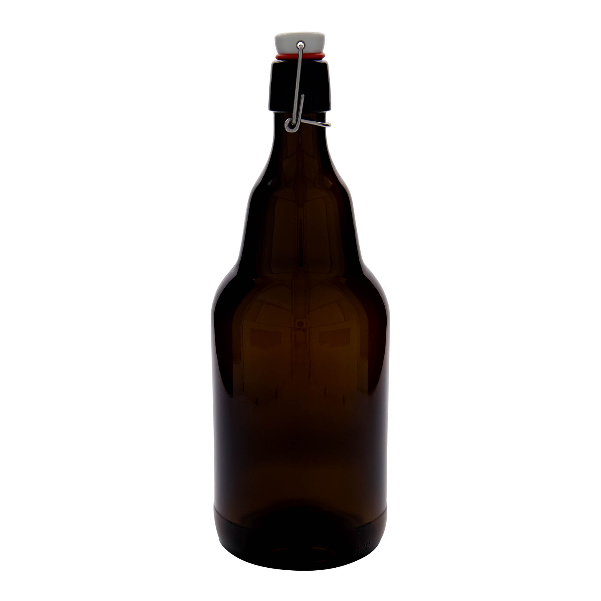 Bouteille de bière 2 000 ml, verre, marron, bouchage: bouchon mécanique