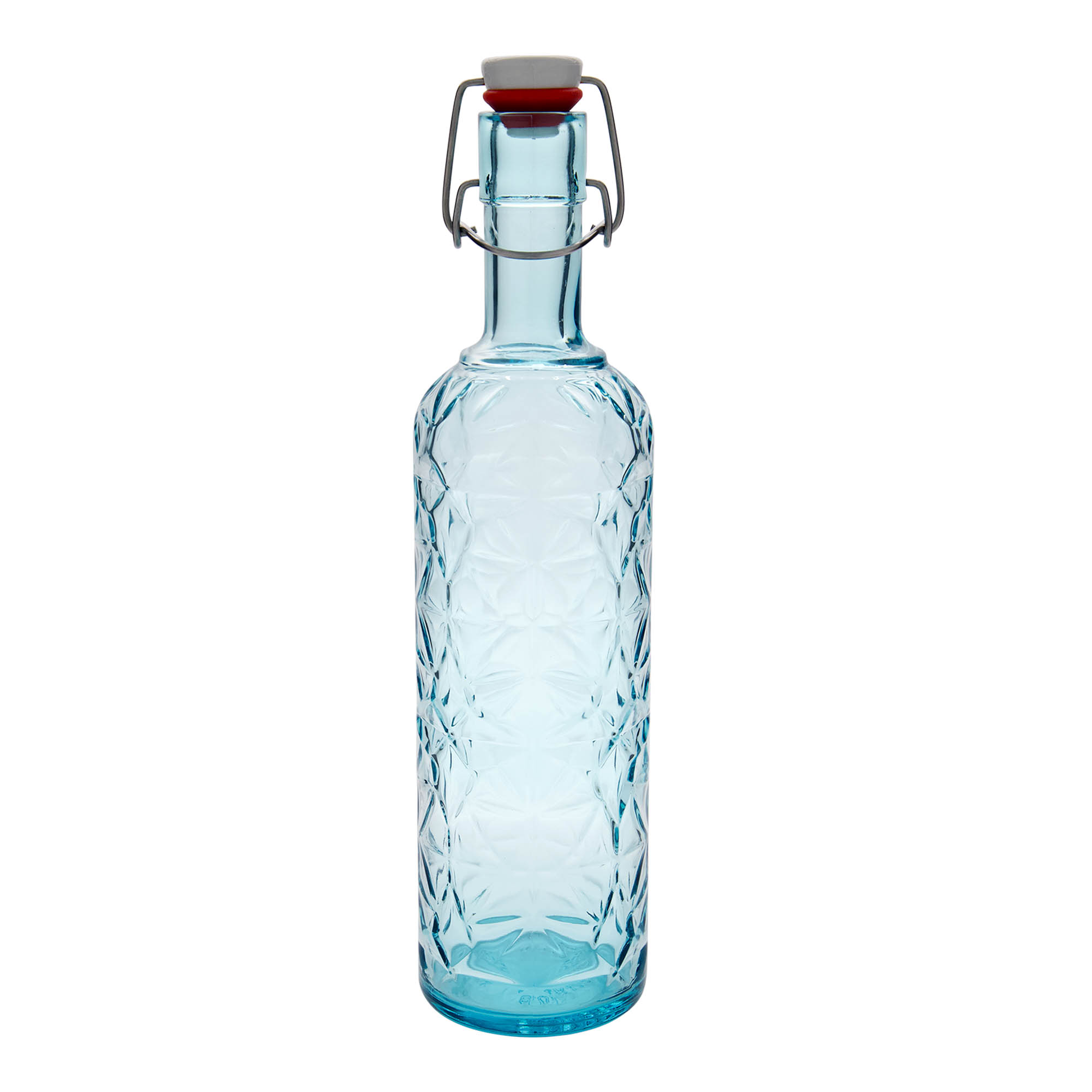 Bouteille en verre 1 000 ml 'Oriente', bleu azur, bouchage: bouchon mécanique Bouteille en verre 1 000 ml 'Oriente', bleu azur, bouchage: bouchon mécanique