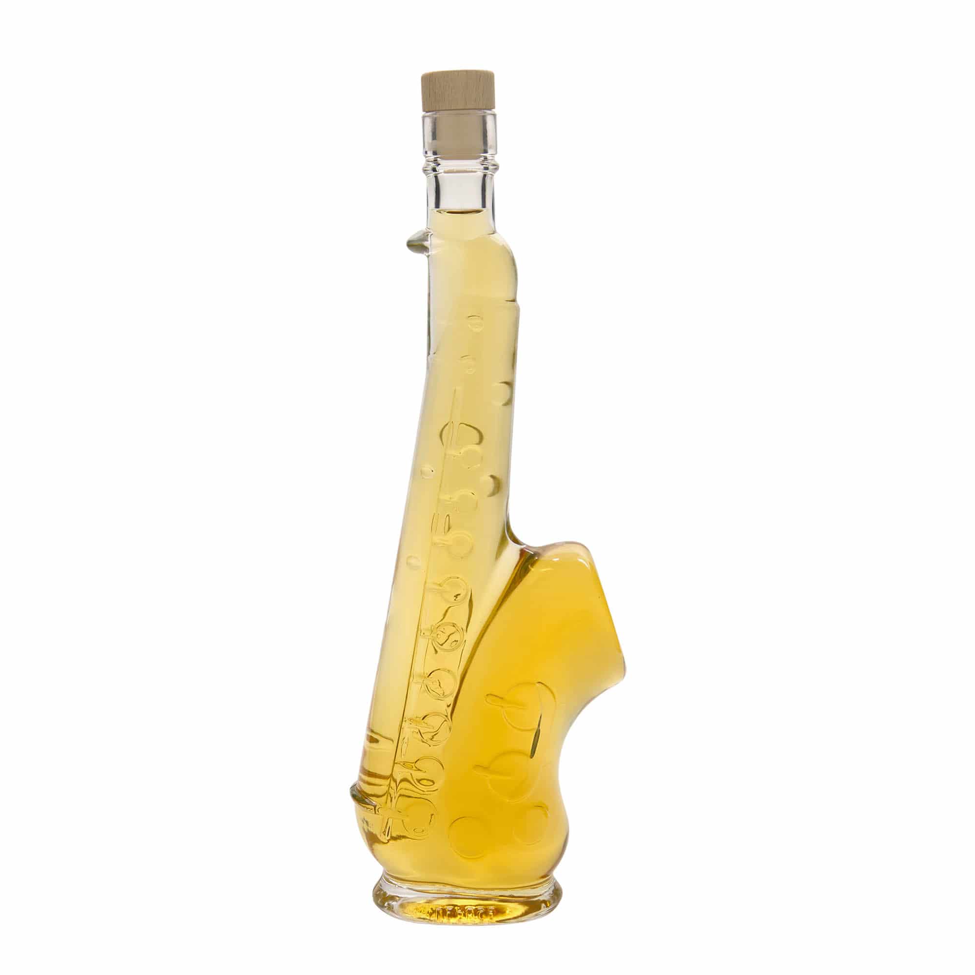 Glazen fles 'Saxofoon', 500 ml, monding: kurk