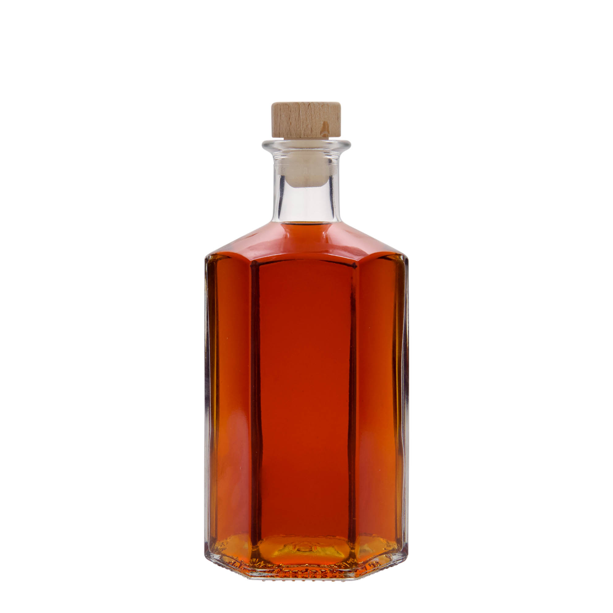 Glazen fles Apotheker 'Jimmy', 500 ml, zeshoekig, monding: kurk Glazen fles Apotheker 'Jimmy', 500 ml, zeshoekig, monding: kurk