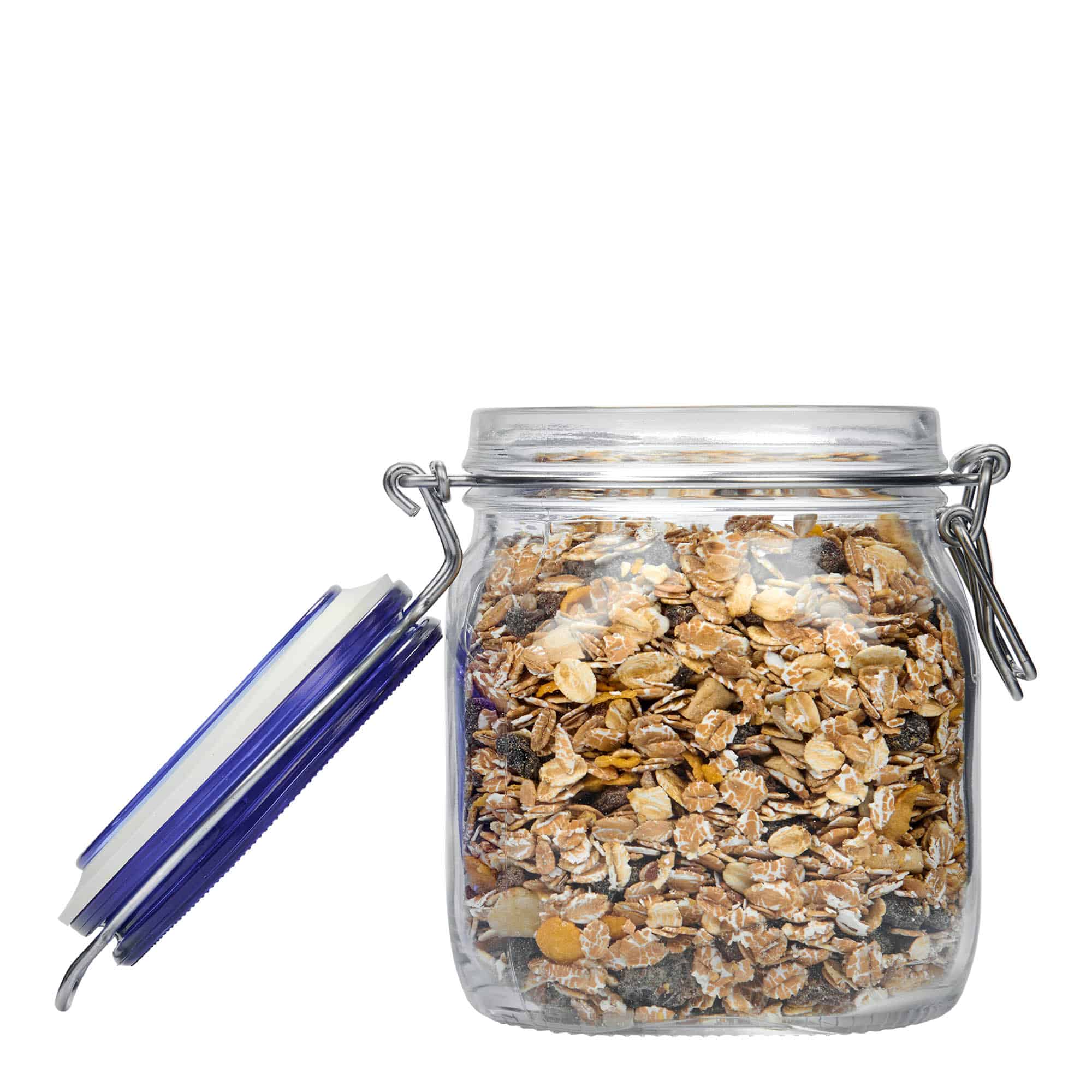 Pot met beugelsluiting 'Fido' Blue Top, 750 ml, vierkant, monding: beugelsluiting Pot met beugelsluiting 'Fido' Blue Top, 750 ml, vierkant, monding: beugelsluiting