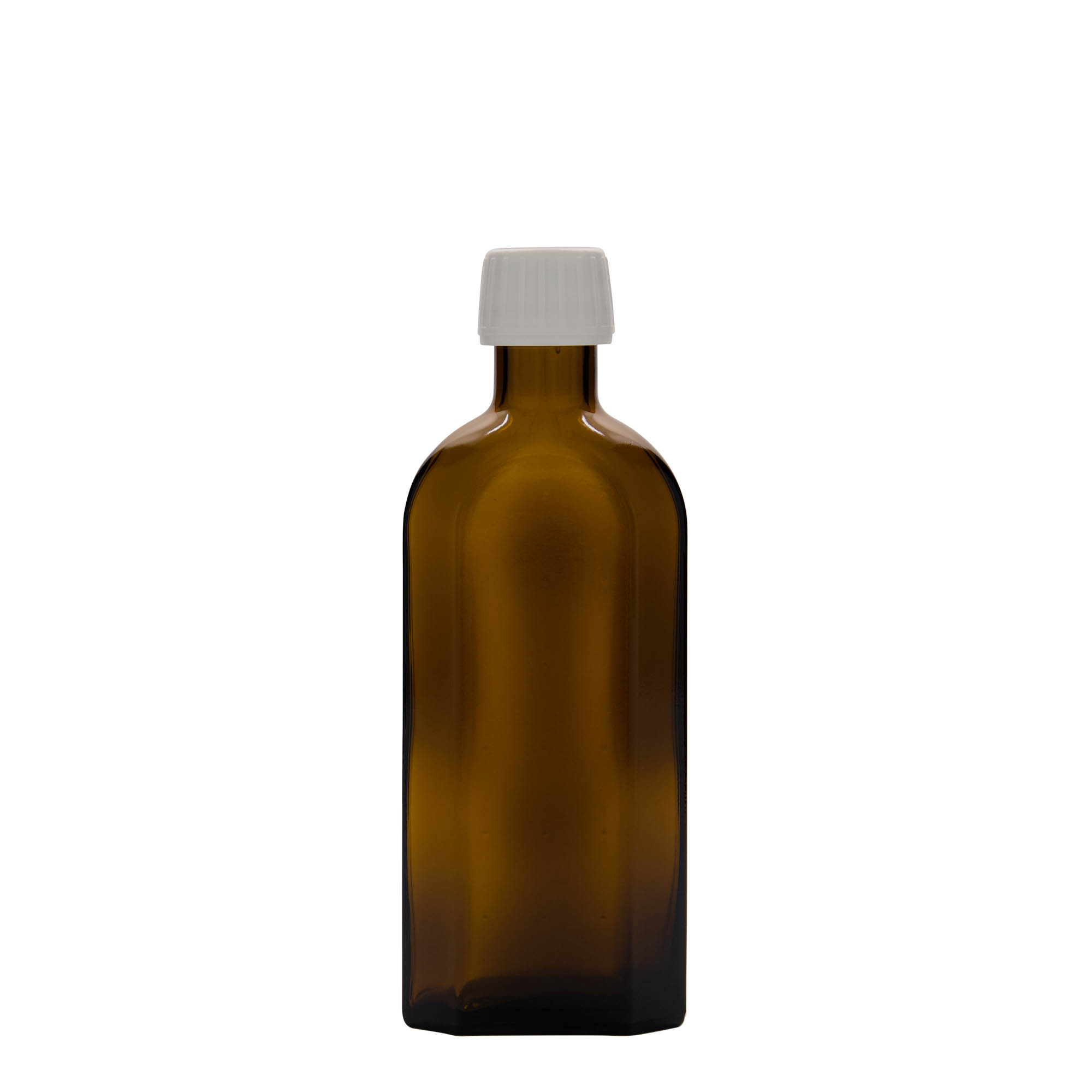 Medicijnfles Meplat, 250 ml, ovaal, glas, bruin, monding: PP 28 Medicijnfles Meplat, 250 ml, ovaal, glas, bruin, monding: PP 28
