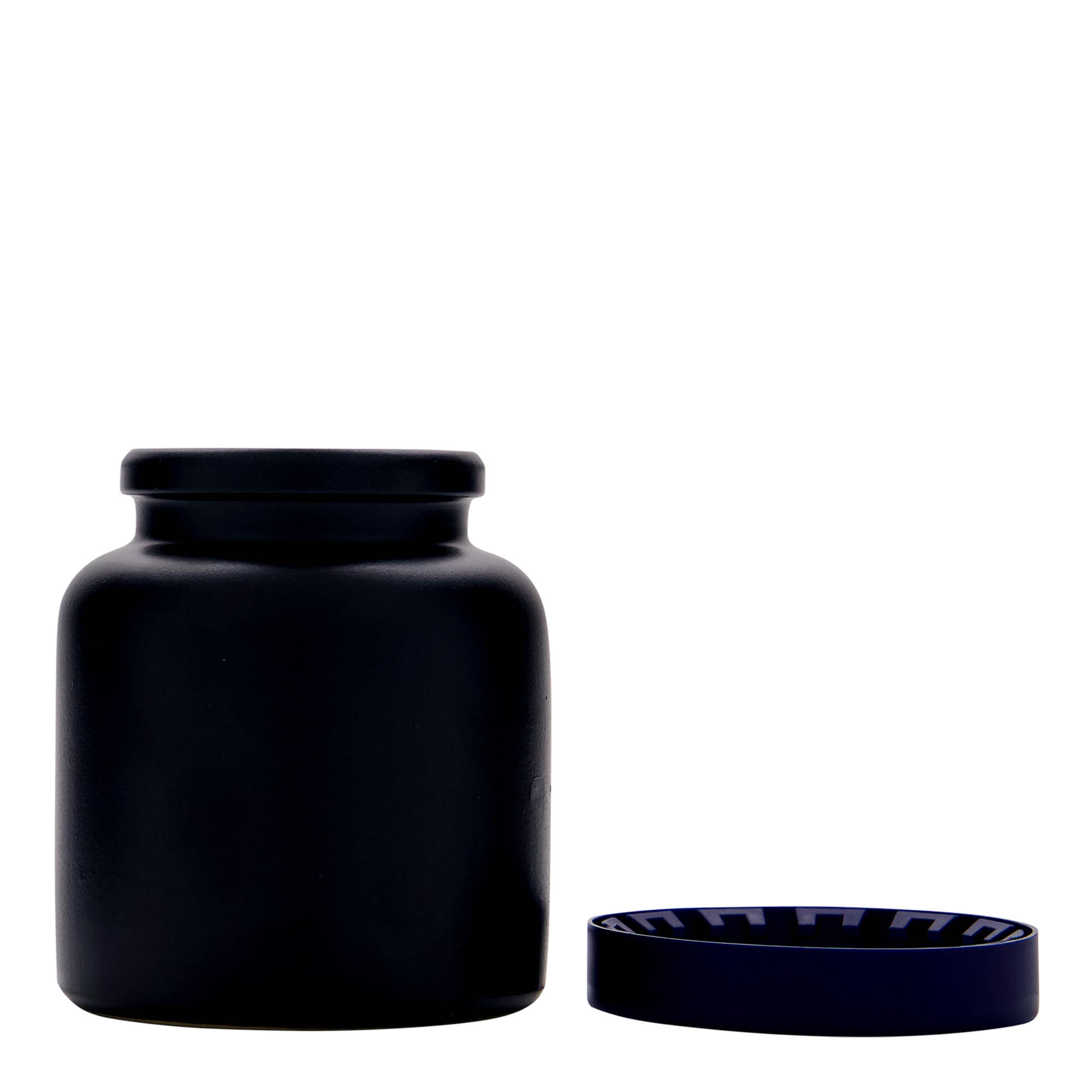 Steengoed pot, 270 ml, keramiek, zwart, monding: stulpdeksel Steengoed pot, 270 ml, keramiek, zwart, monding: stulpdeksel