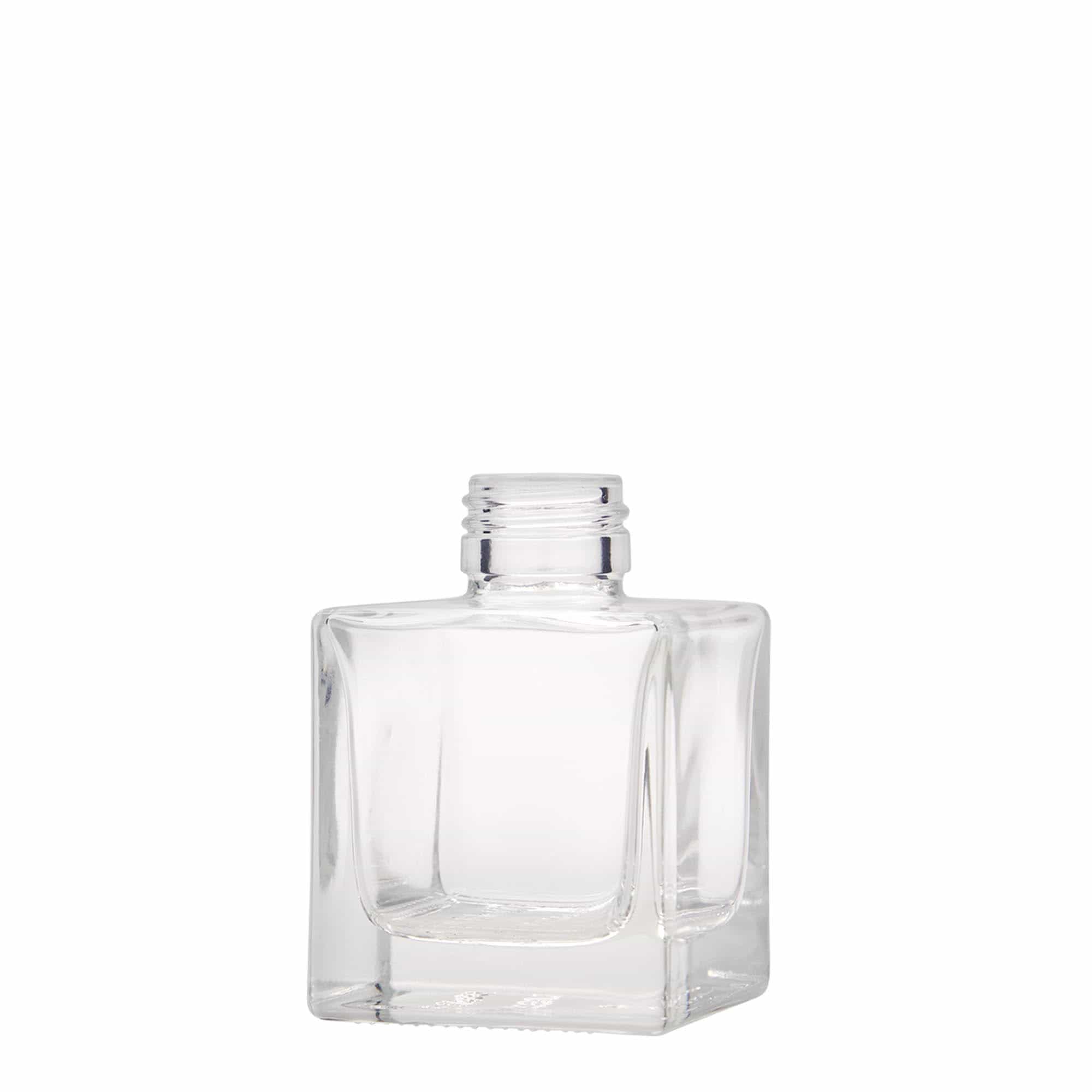Bouteille en verre 100 ml « Cube », carrée, bouchage: PP 28