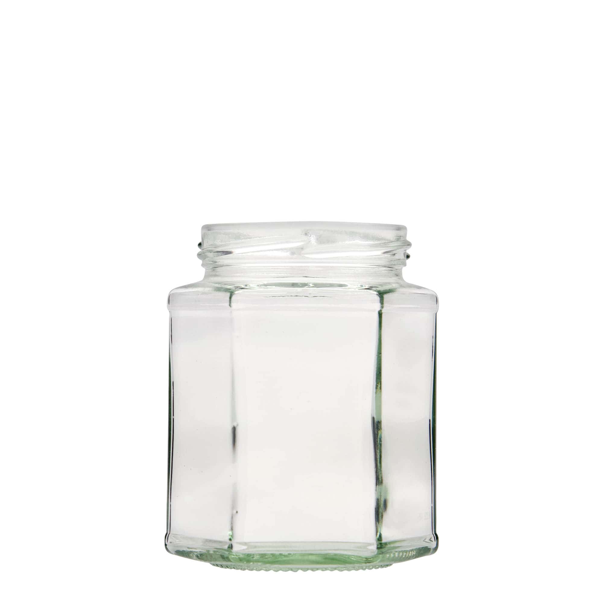 Hexagonale pot, 324 ml, monding: twist-off (TO 66) Hexagonale pot, 324 ml, monding: twist-off (TO 66)