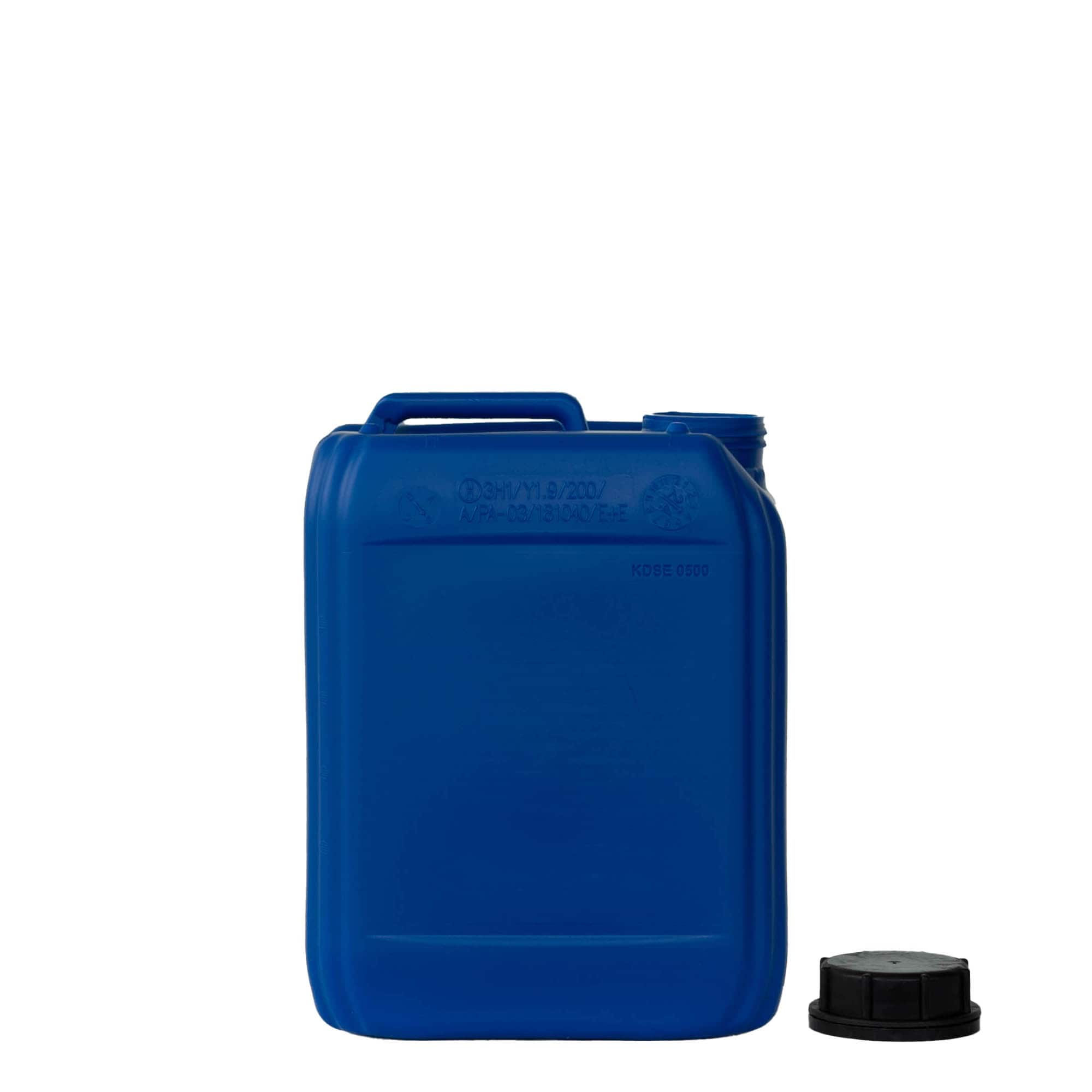 Jerrycan, 5 l, rechthoekig, HDPE-kunststof, blauw, monding: ND 55