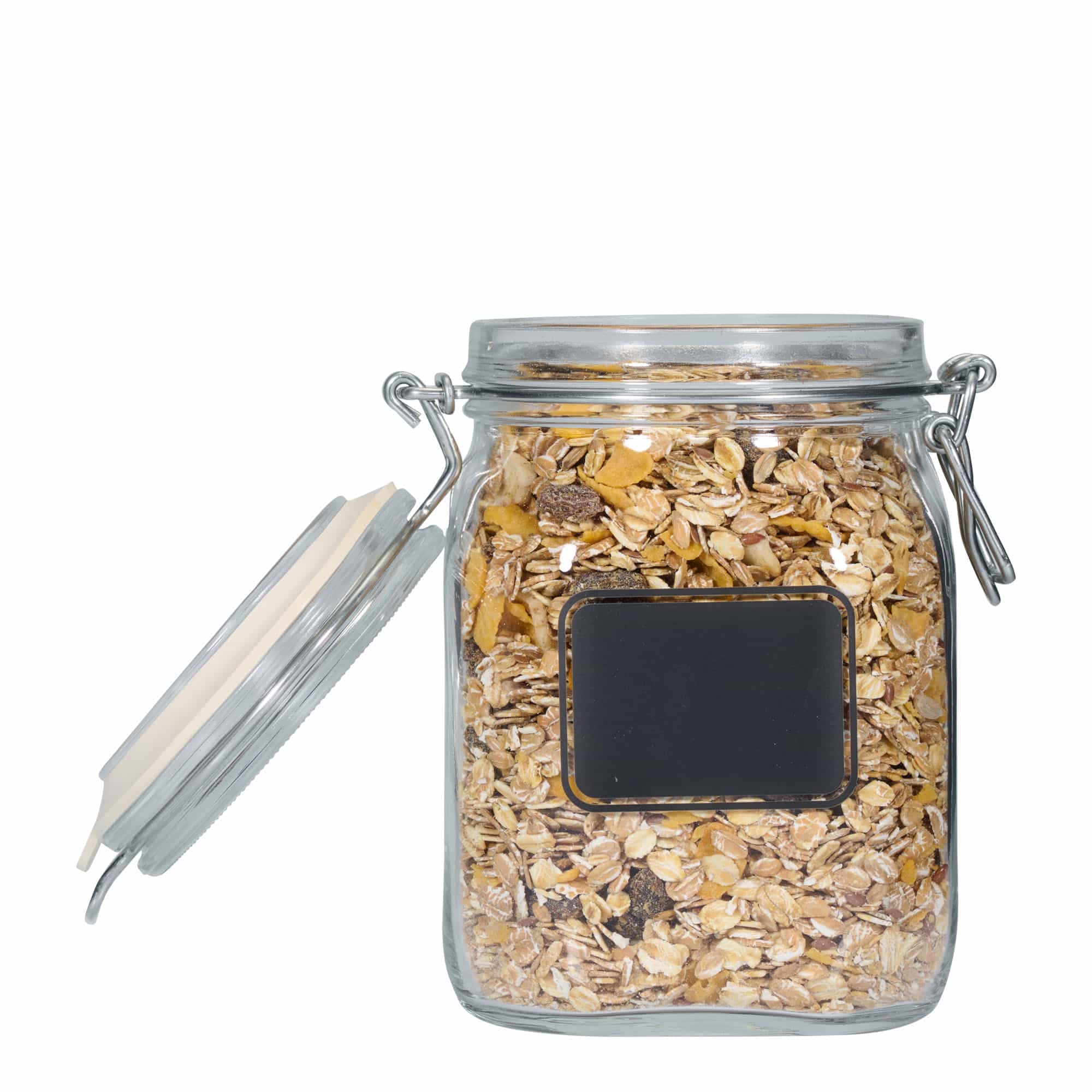 Pot met beugelsluiting 'Fido', 1000 ml, motief: etiketveld, vierkant, monding: beugelsluiting Pot met beugelsluiting 'Fido', 1000 ml, motief: etiketveld, vierkant, monding: beugelsluiting
