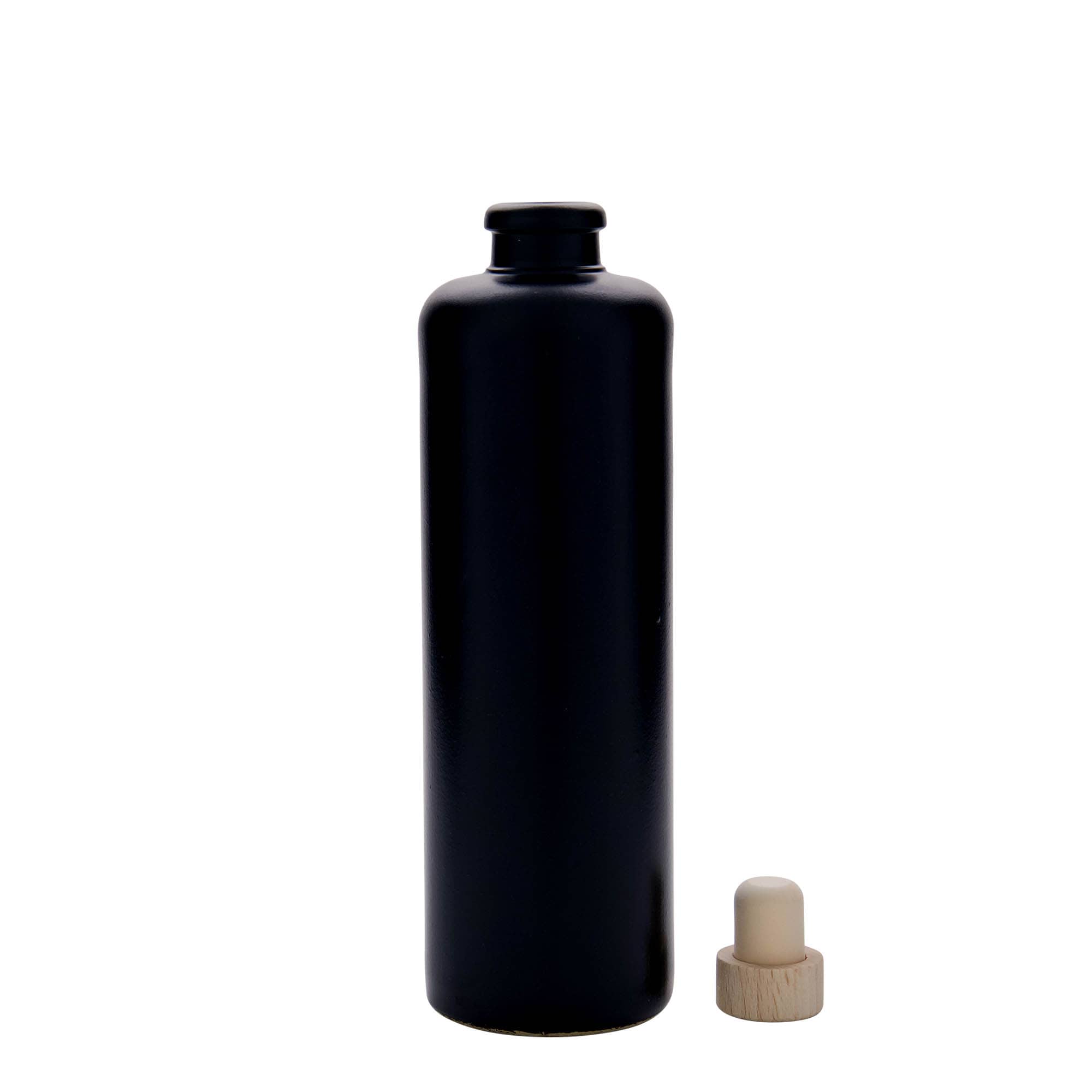 Chope en terre cuite 500 ml, grès, noir, bouchage: bouchon