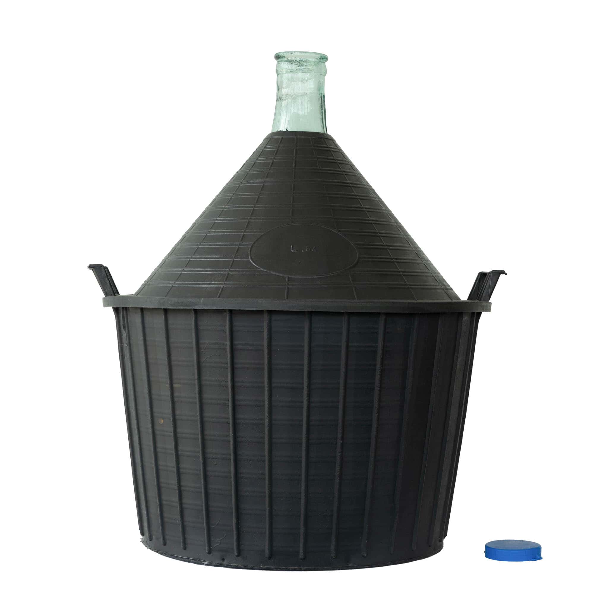 Ballonfles smalle hals, 54 l, glas, monding: stulpdeksel