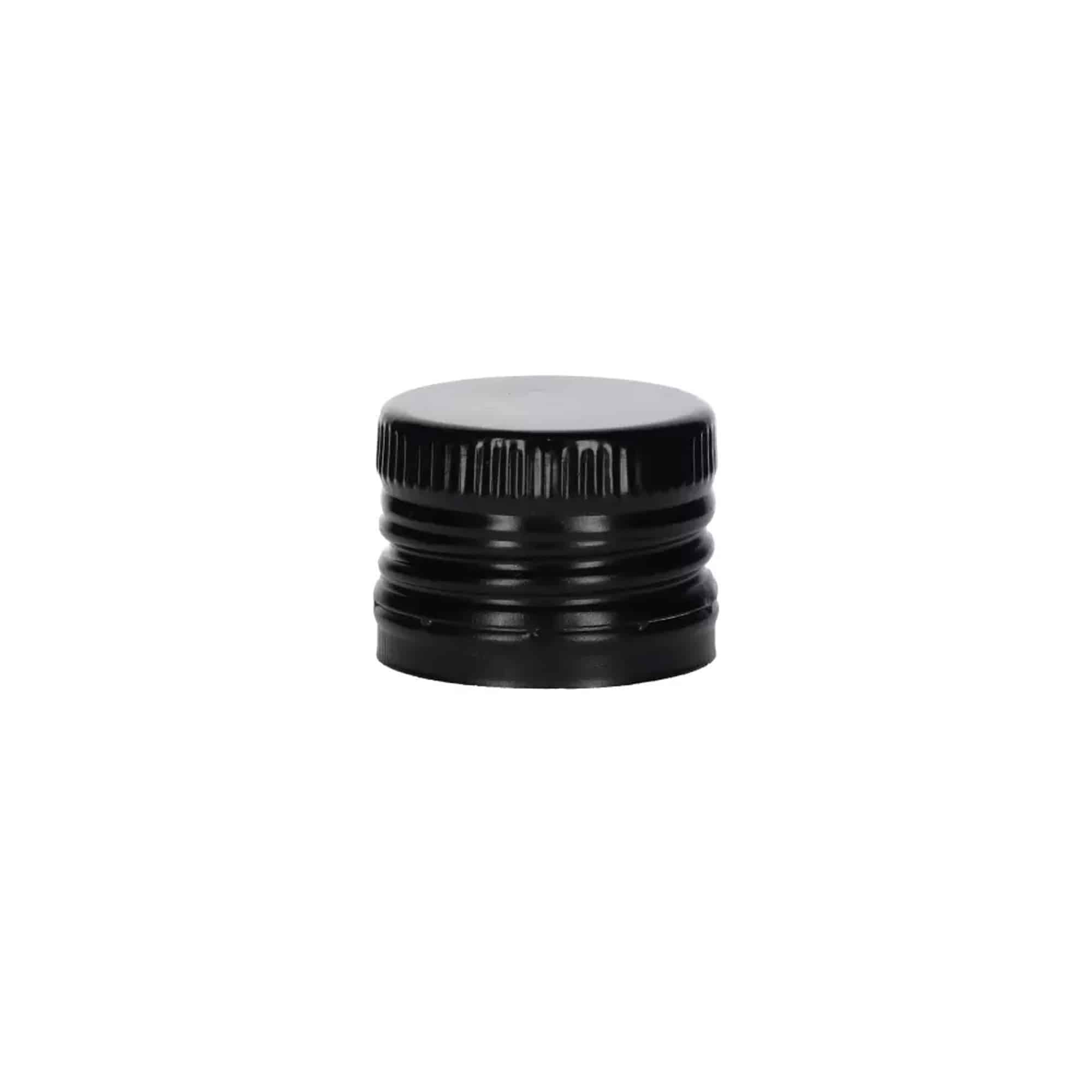 Bouchon à vis avec bec verseur, métal-plastique, noir, pour goulot : PP 31,5