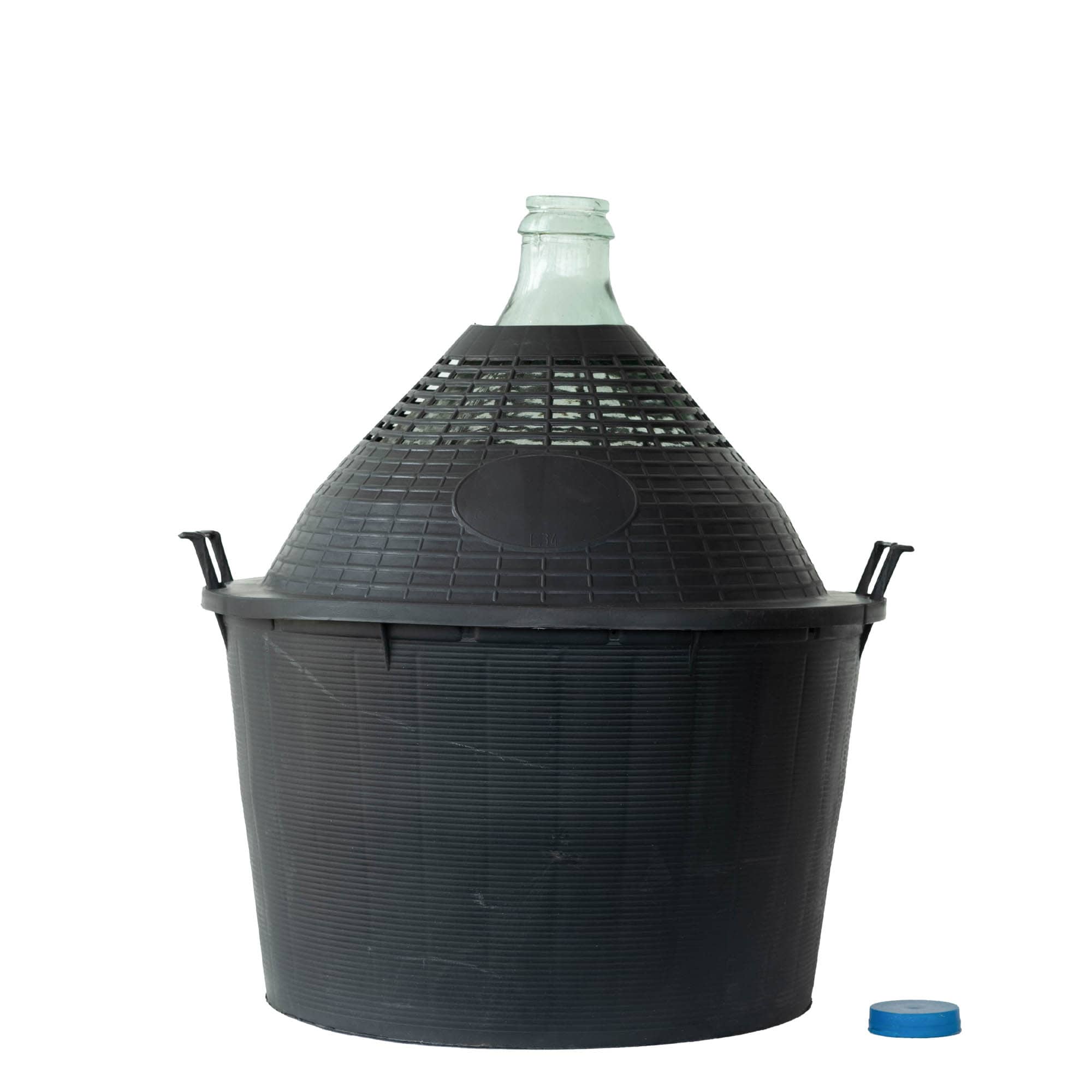Dame-jeanne 34 l à col étroit, verre, bouchage: couvercle cloche