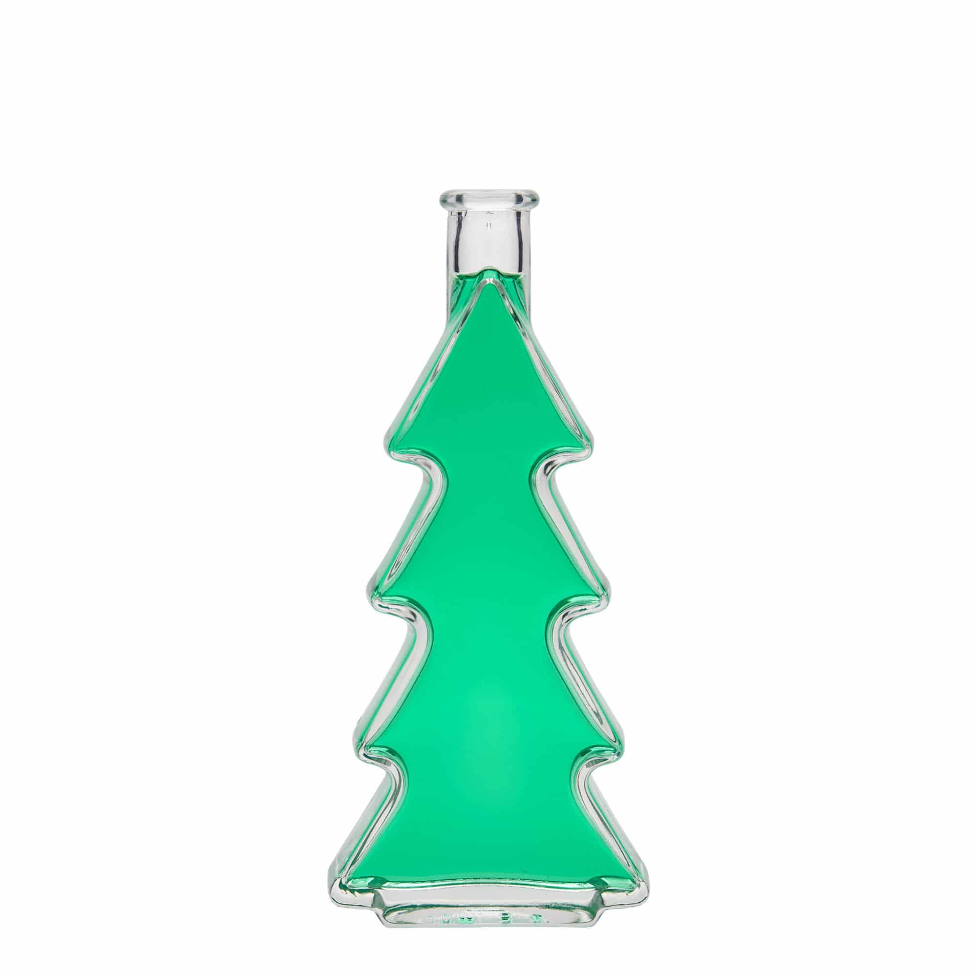 Glazen fles 'Dennenboom', 200 ml, monding: kurk