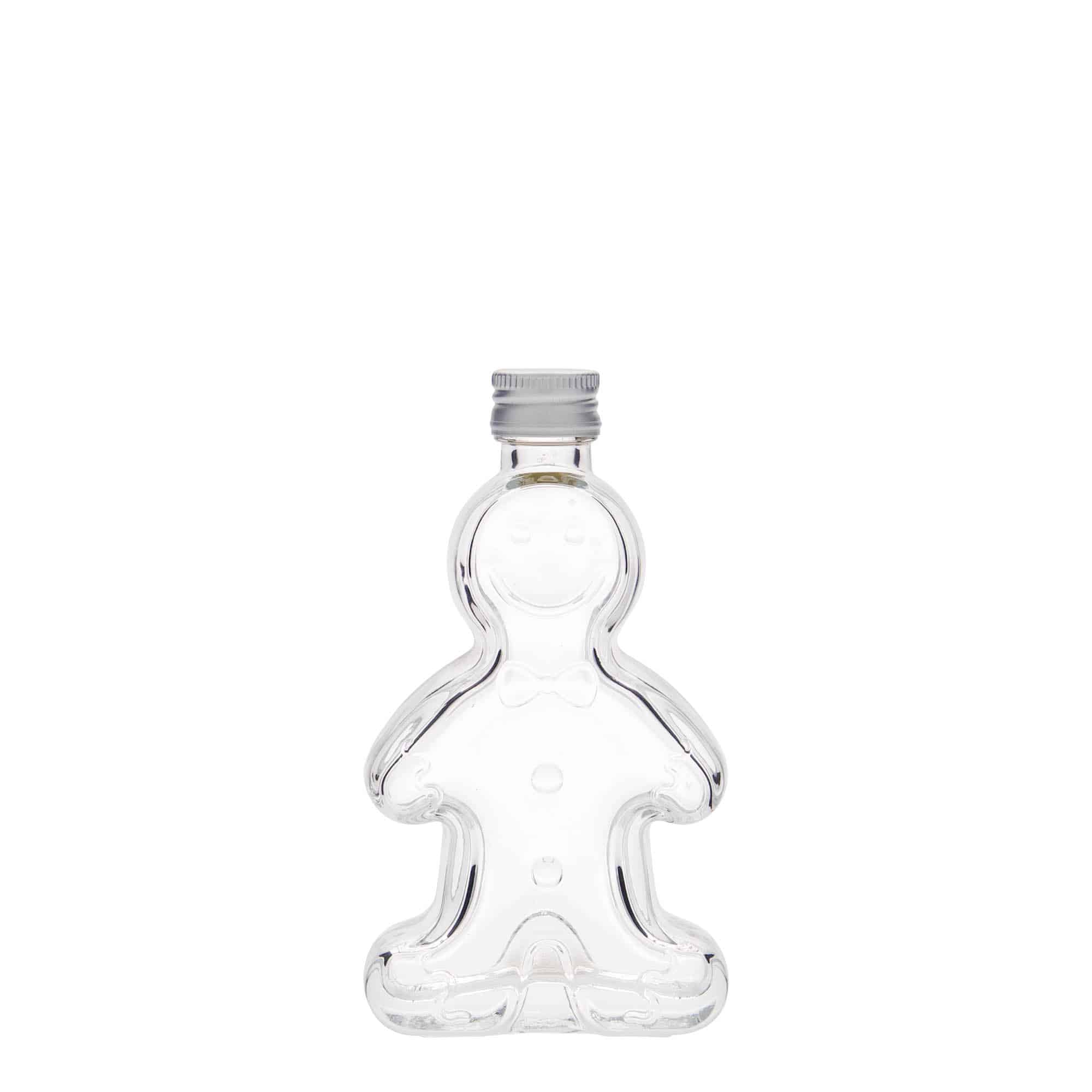 Glazen fles 'Koekmannetje', 50 ml, monding: PP 18