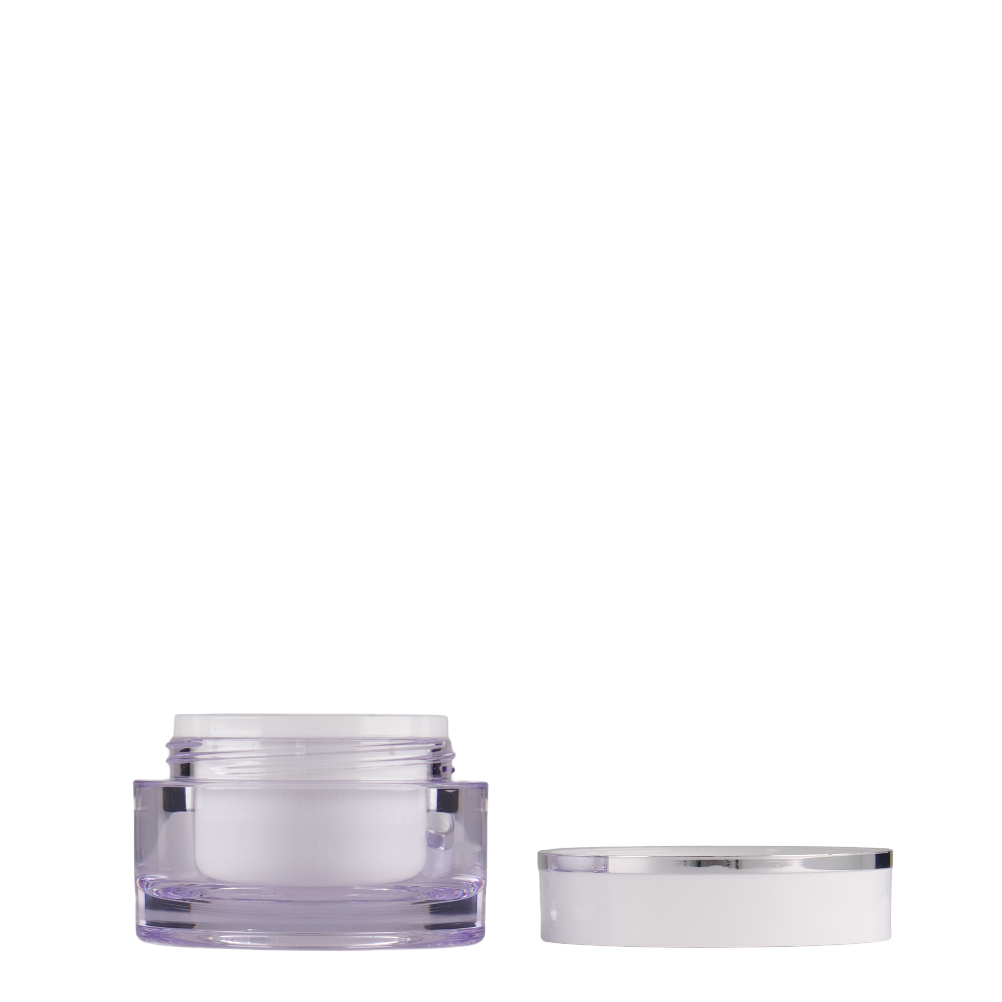 Pot 10 ml , plastique SAN, blanc, bouchage: Bougage à vis