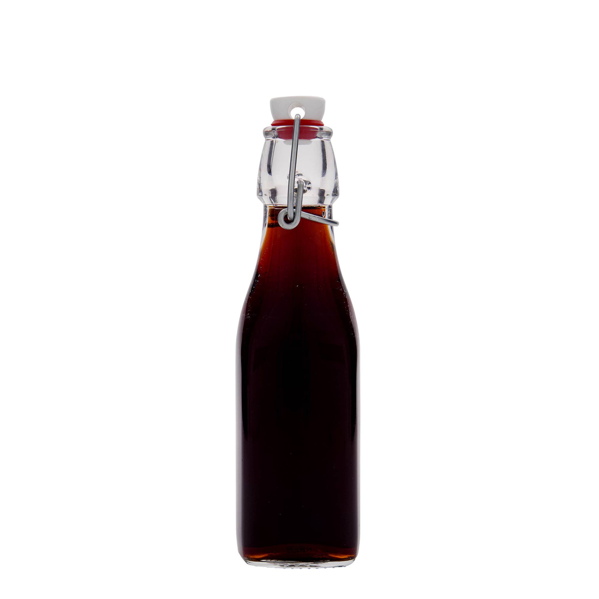 Glazen fles 'Swing', 250 ml, vierkant, monding: beugelsluiting
