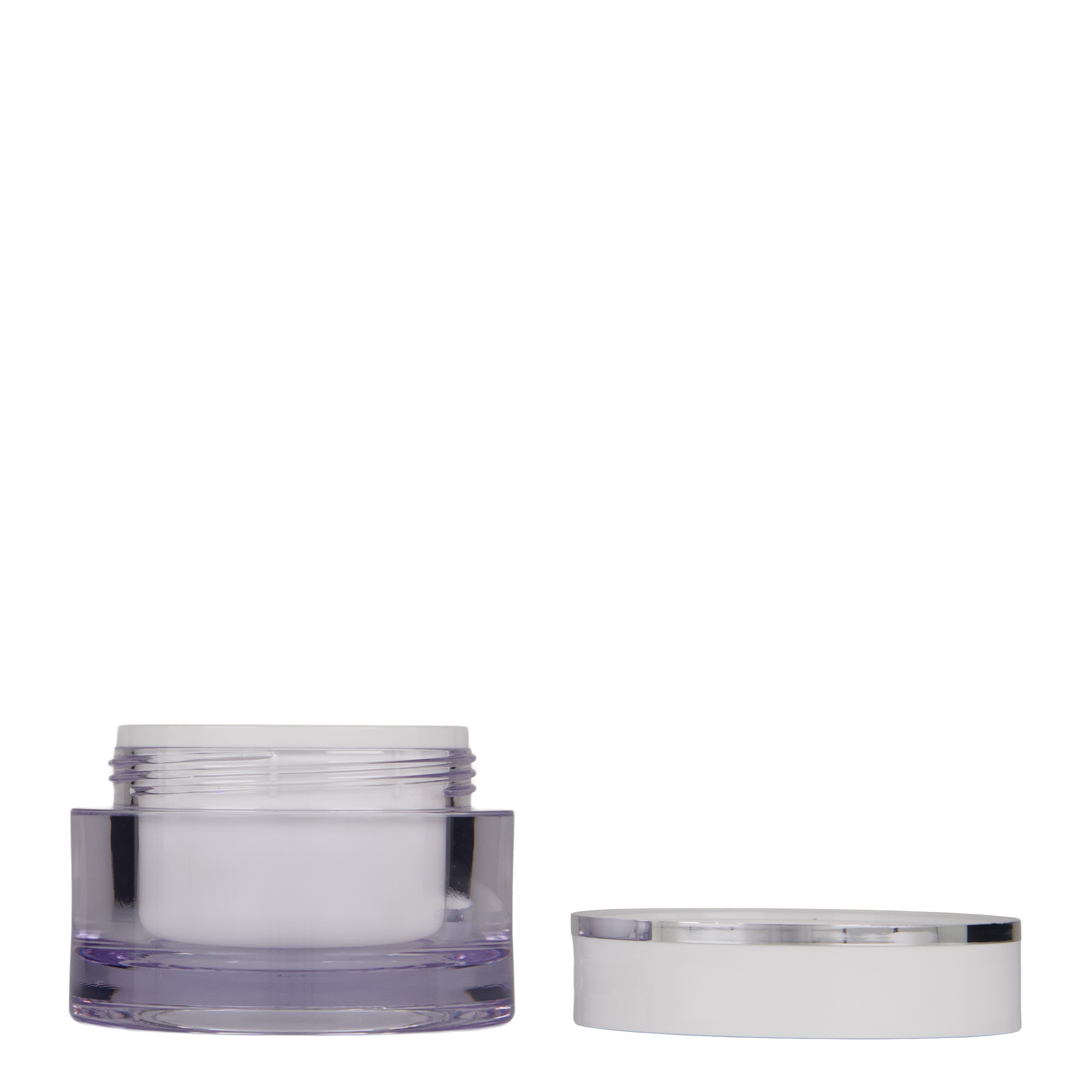 Pot 50 ml , plastique SAN, blanc, bouchage: Bougage à vis Pot 50 ml , plastique SAN, blanc, bouchage: Bougage à vis