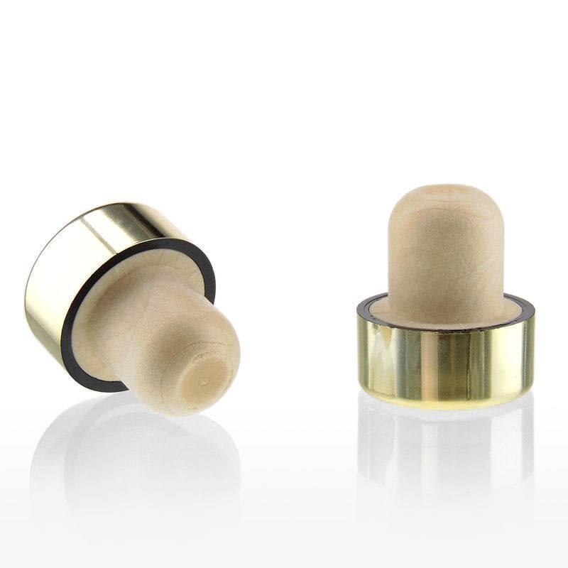 Dopkurk, 19 mm, kunststof, goud, voor monding: kurk