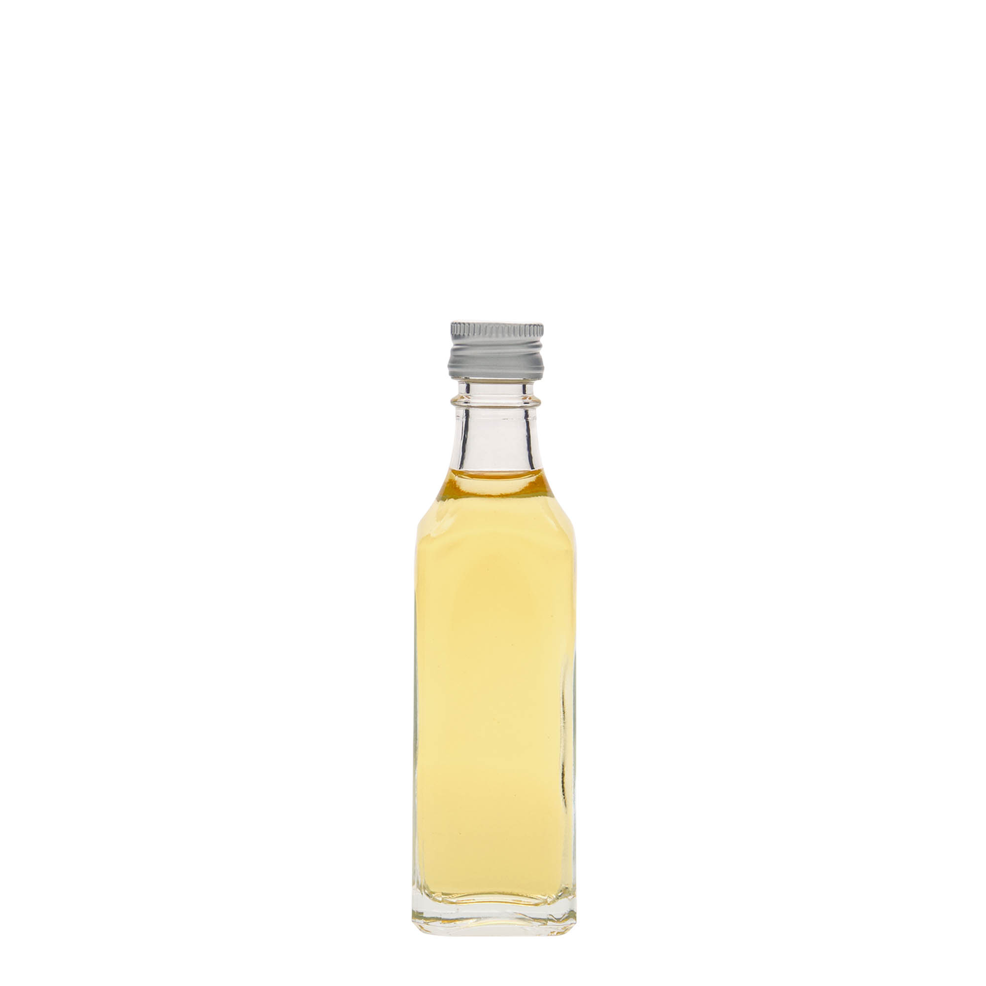 Glazen fles 'Siena', 50 ml, vierkant, monding: PP 18 Glazen fles 'Siena', 50 ml, vierkant, monding: PP 18