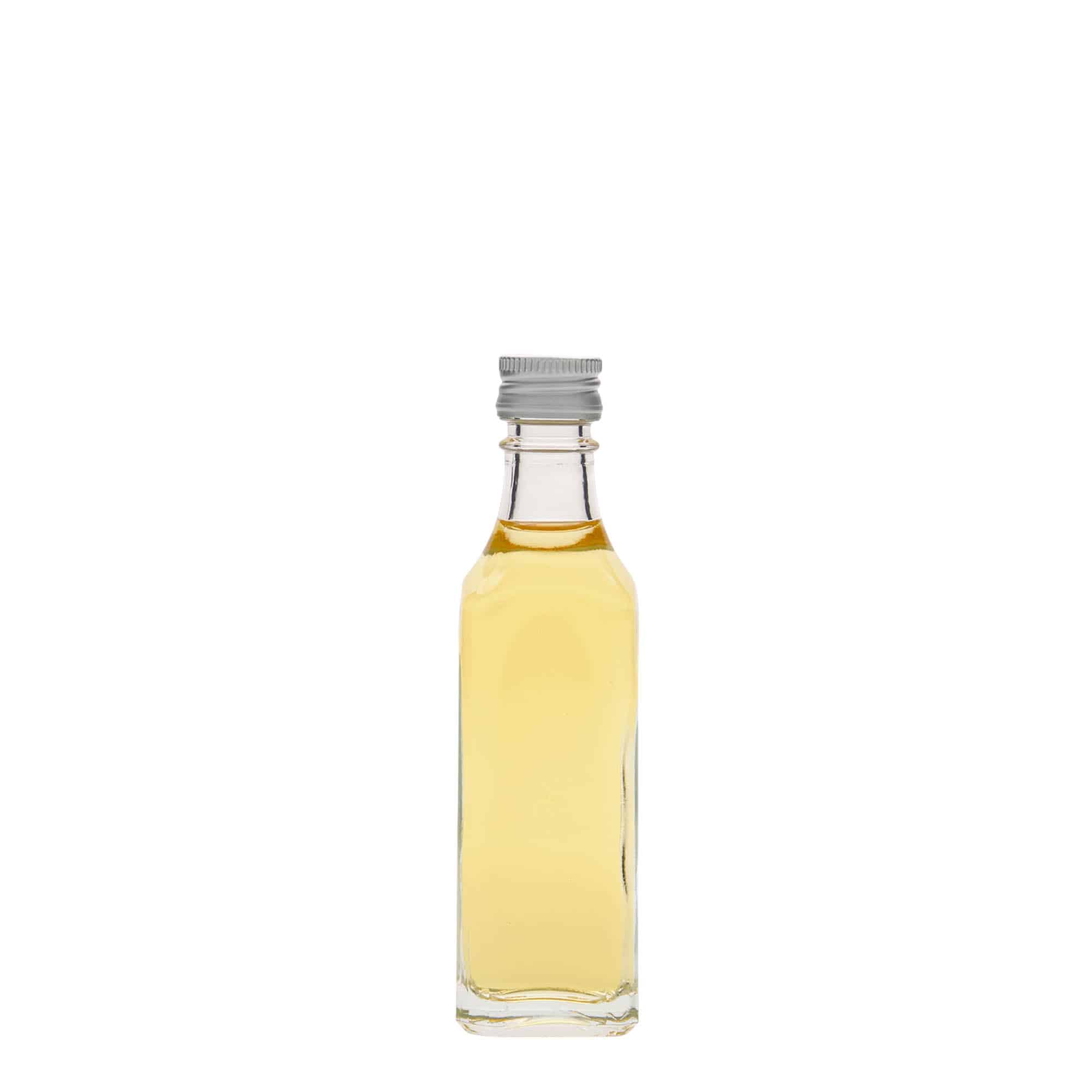 Bouteille en verre 50 ml 'Siena', carrée, bouchage: PP 18