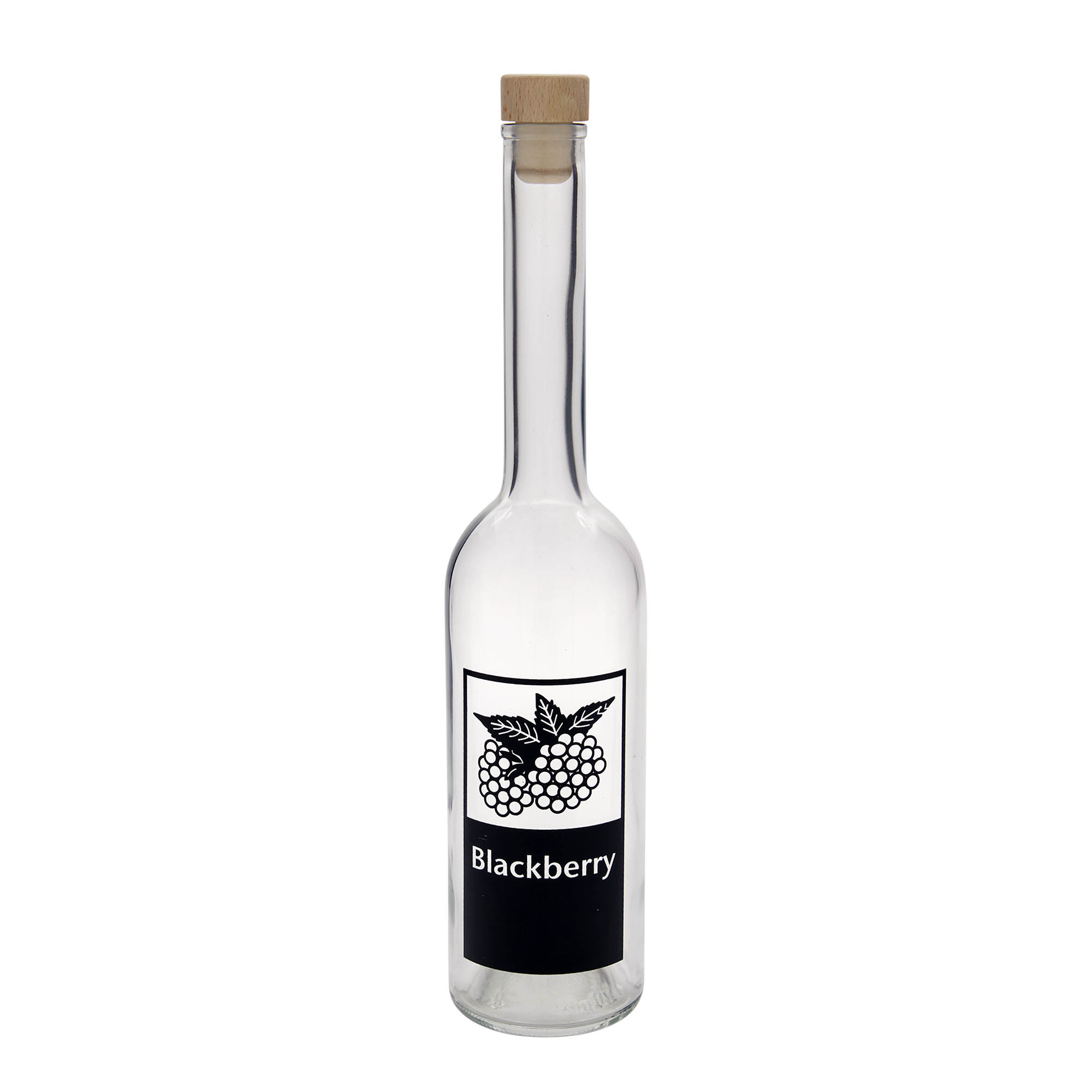 Bouteille en verre 500 ml 'Opera', motif : Blackberry, bouchage: bouchon Bouteille en verre 500 ml 'Opera', motif : Blackberry, bouchage: bouchon