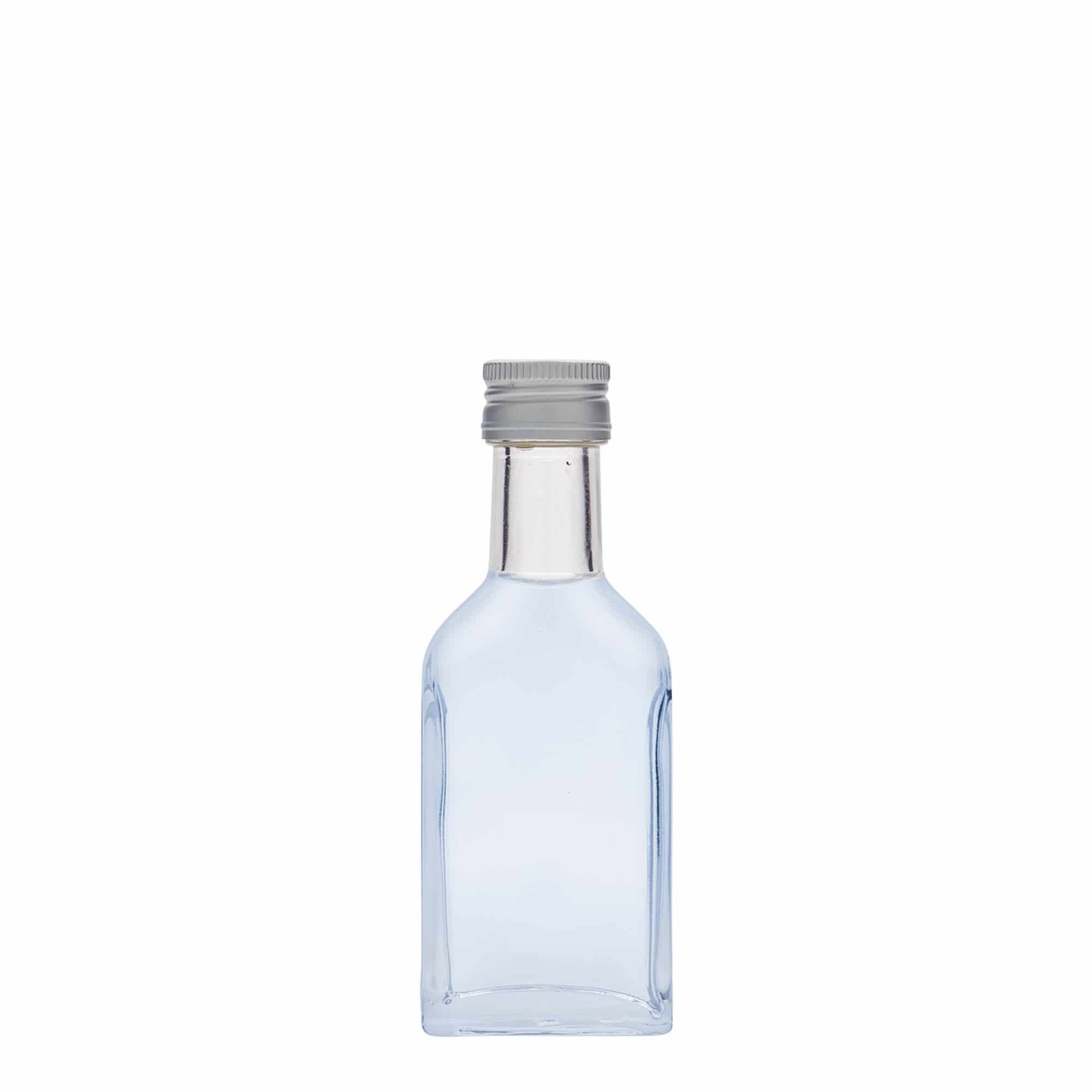 Zakflacon met lange hals, 40 ml, rechthoekig, glas, monding: PP 22