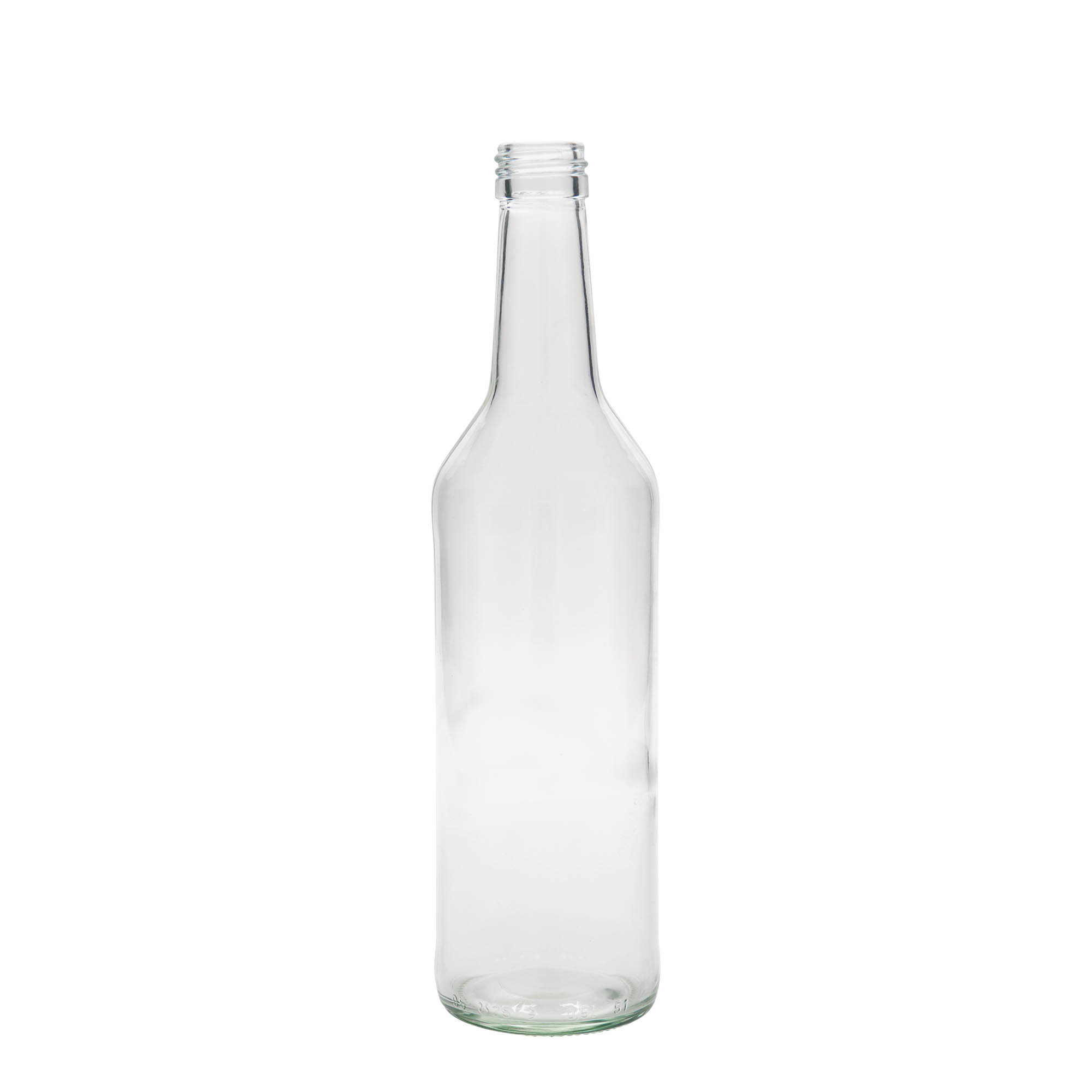 Glazen fles met rechte hals, 500 ml, monding: PP 28