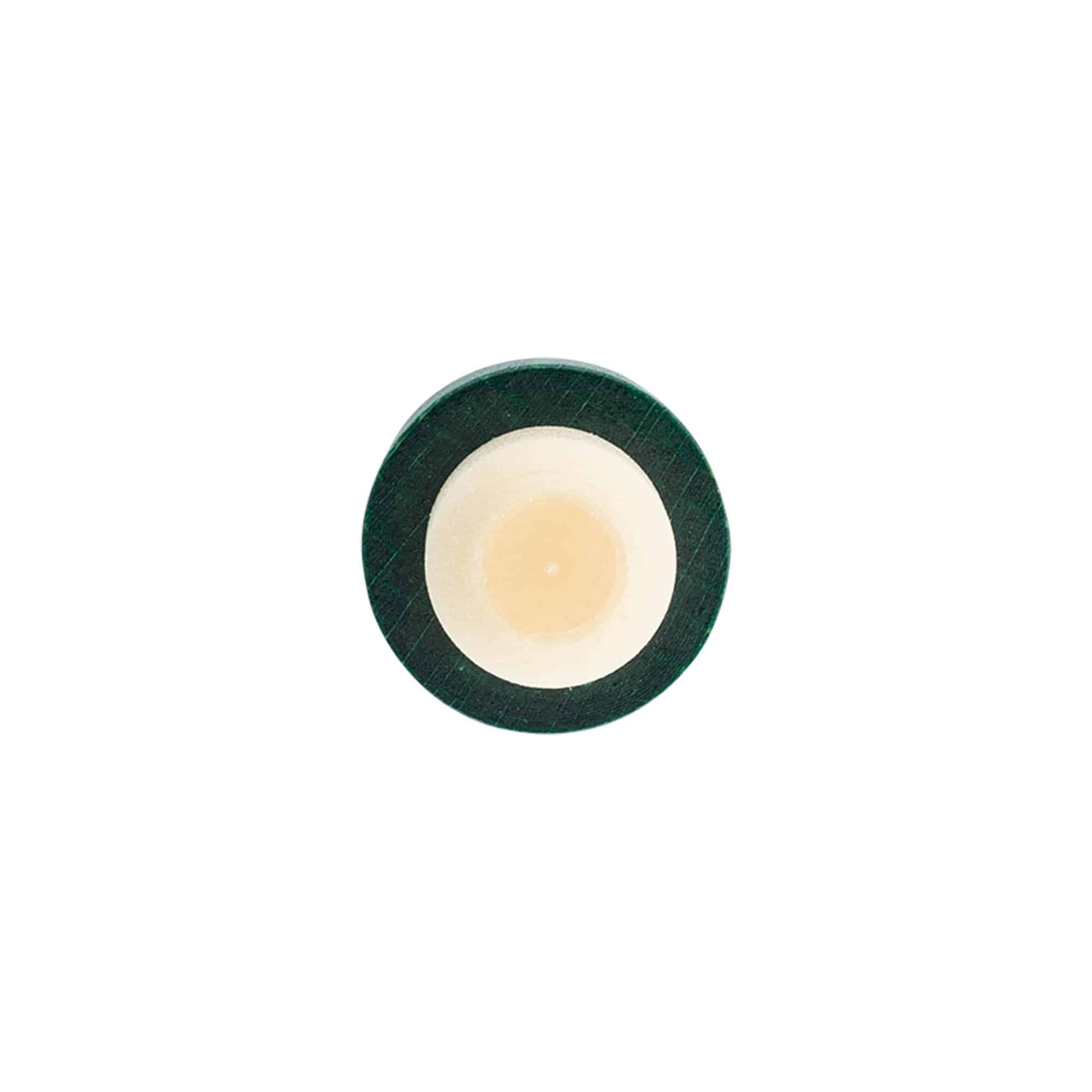 Dopkurk, 19 mm, hout/kunststof, groen, voor monding: kurk
