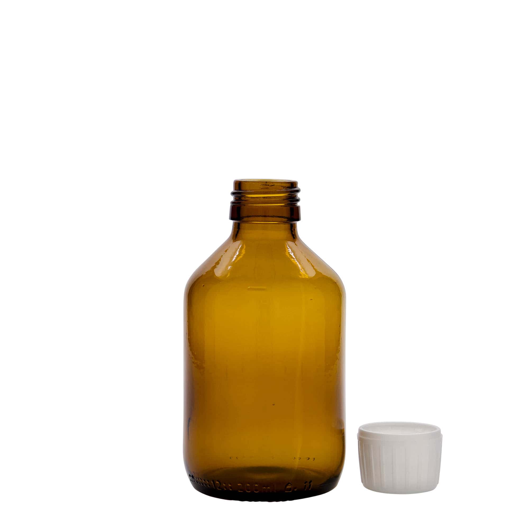 Flacon pharmaceutique 200 ml, brun, verre, bouchage: PP 28