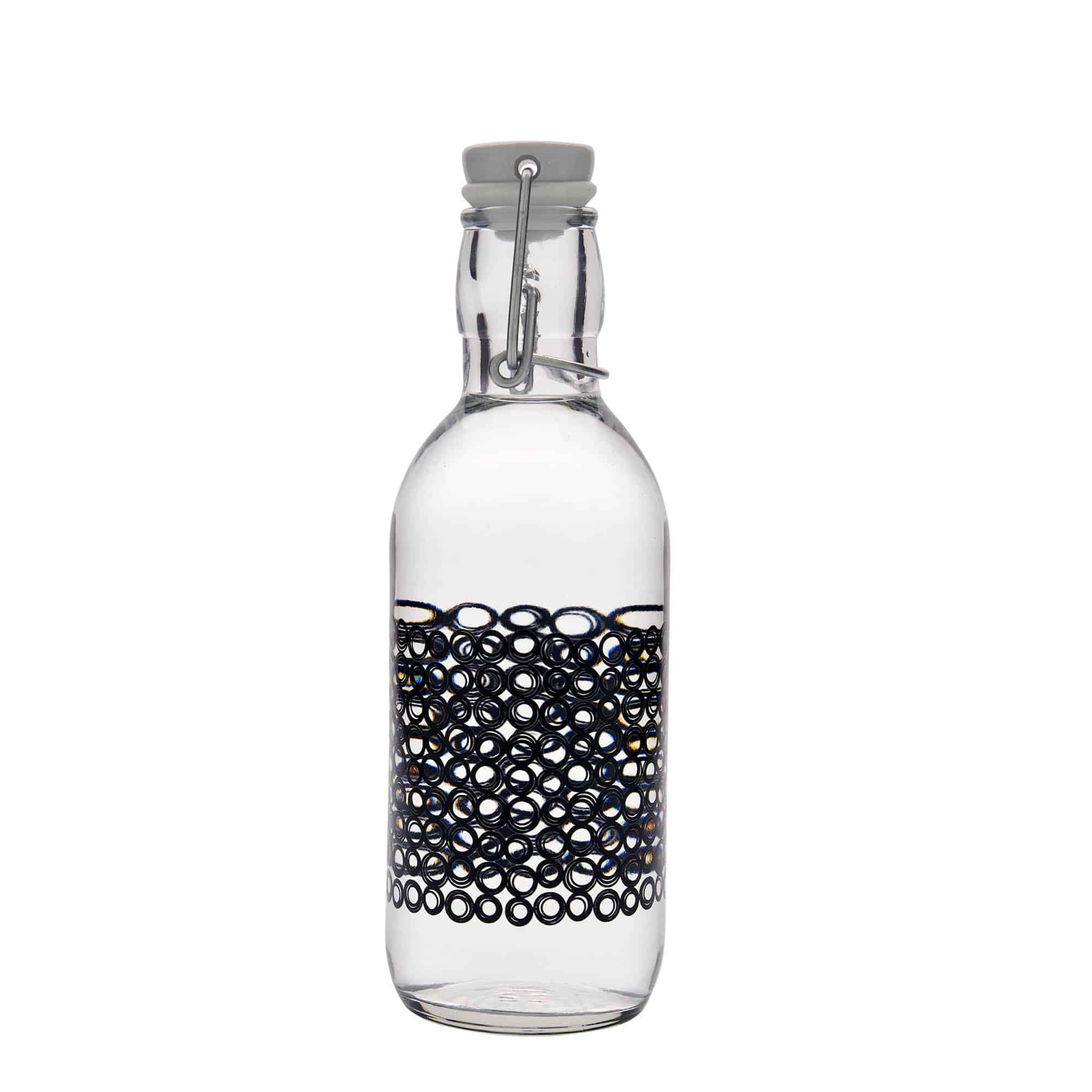 Bouteille en verre 500 ml « Emilia », motif : circola nero, bouchage: bouchon mécanique