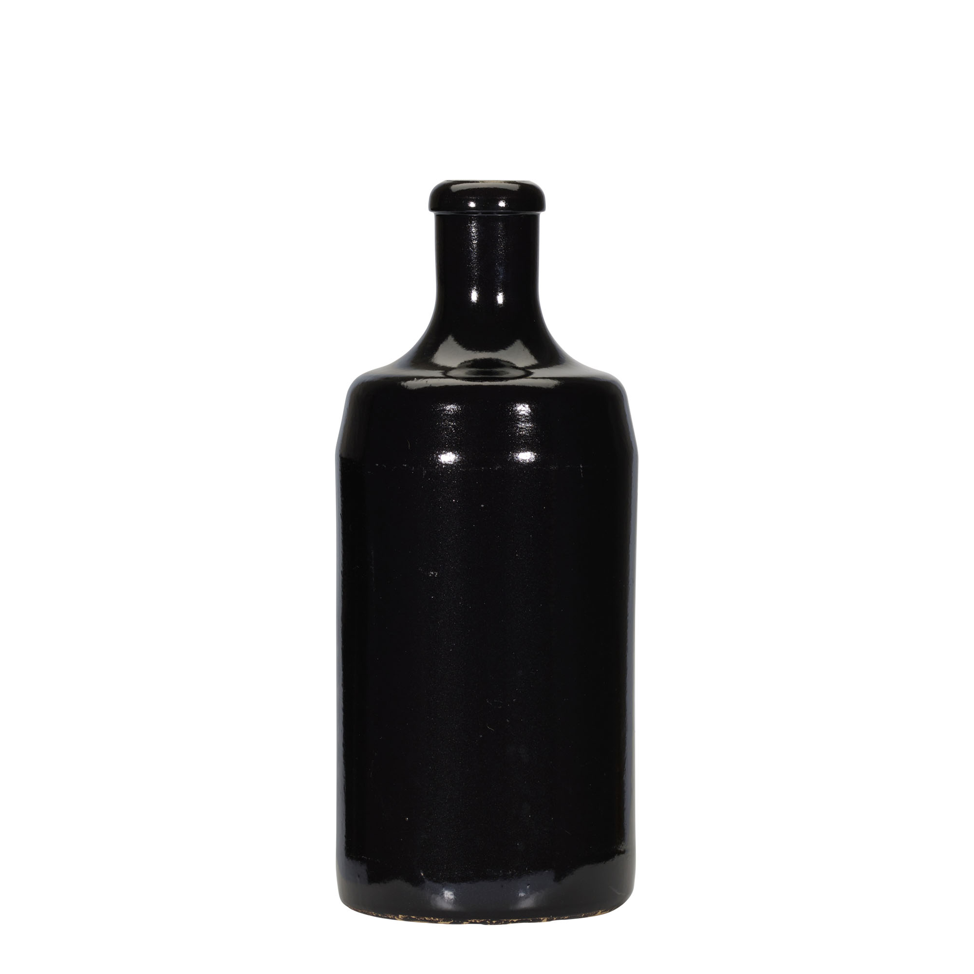 Chope en terre cuite 700 ml 'Calvados', grès, noir, bouchage: bouchon