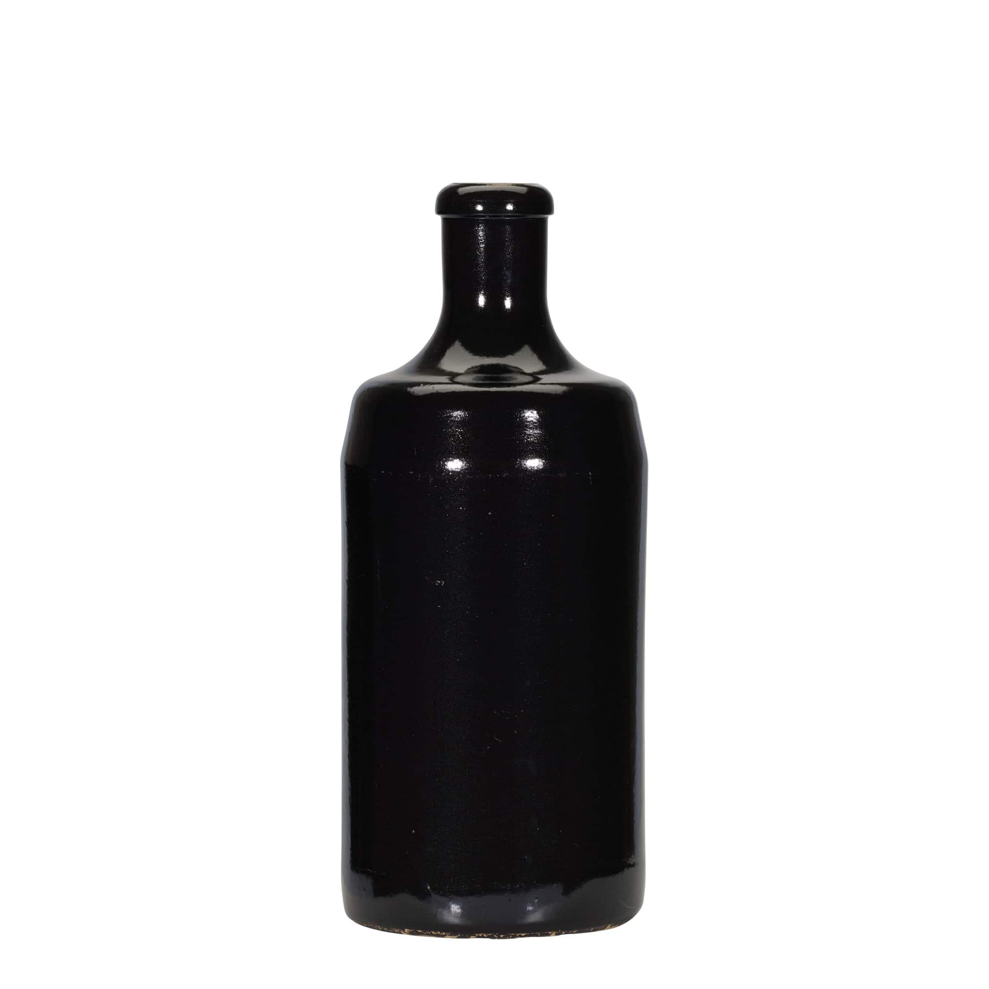 Chope en terre cuite 700 ml 'Calvados', grès, noir, bouchage: bouchon