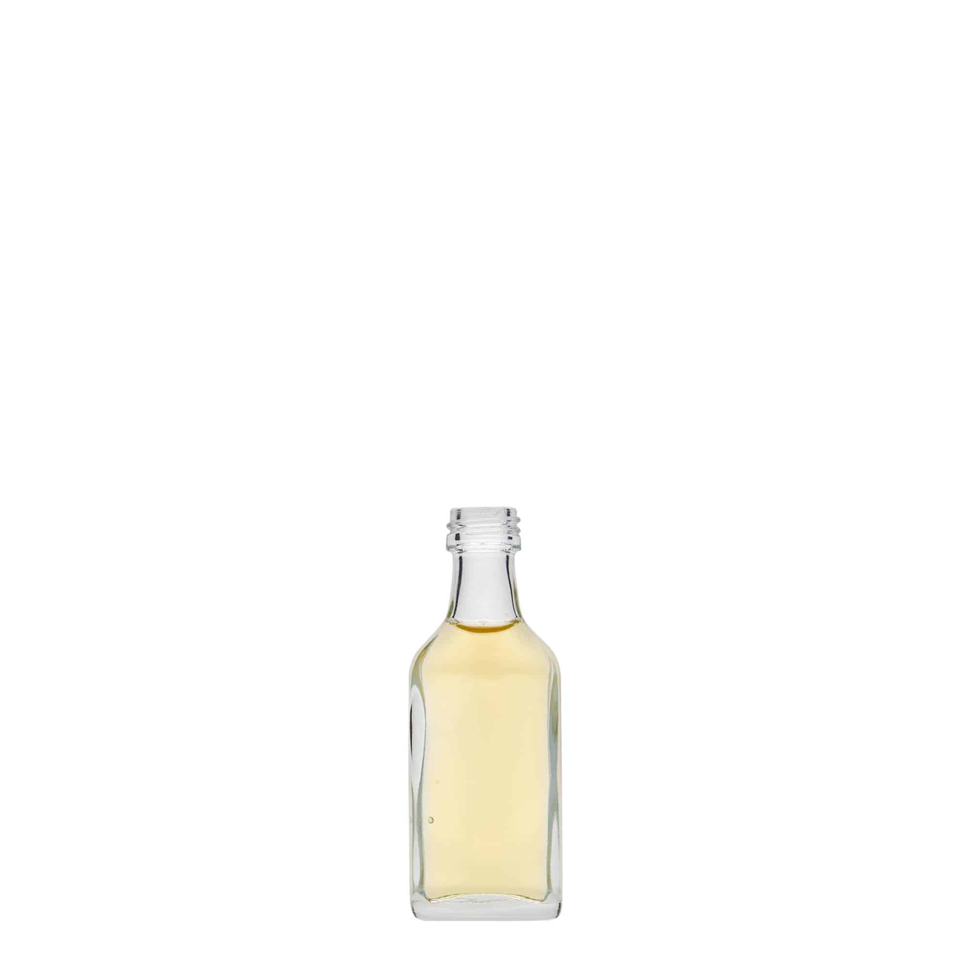 Flasque 20 ml, rectangulaire, verre, bouchage: PP 18 Flasque 20 ml, rectangulaire, verre, bouchage: PP 18