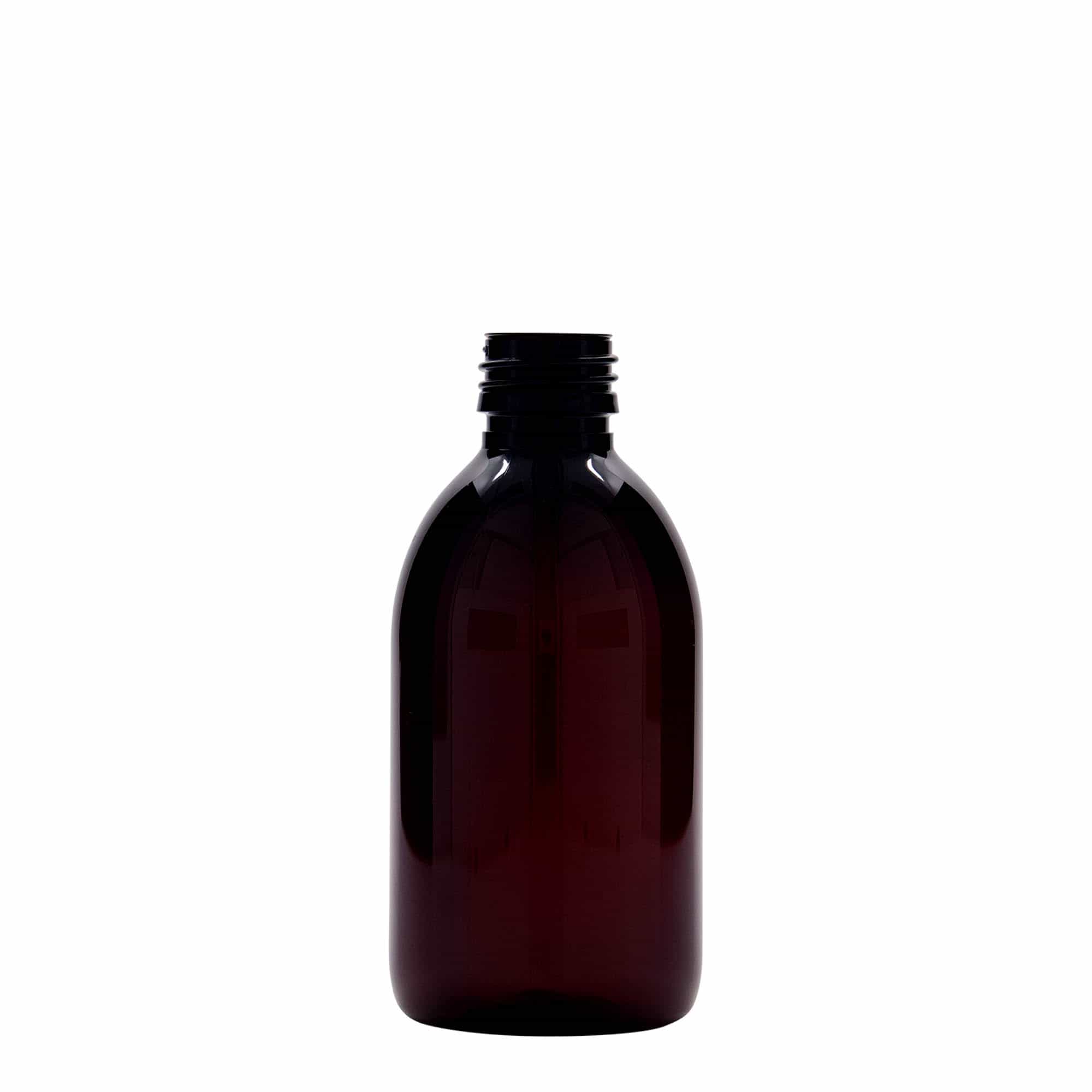 Flacon pharmaceutique en PET 250 ml, marron, plastique, bouchage: PP 28 Flacon pharmaceutique en PET 250 ml, marron, plastique, bouchage: PP 28