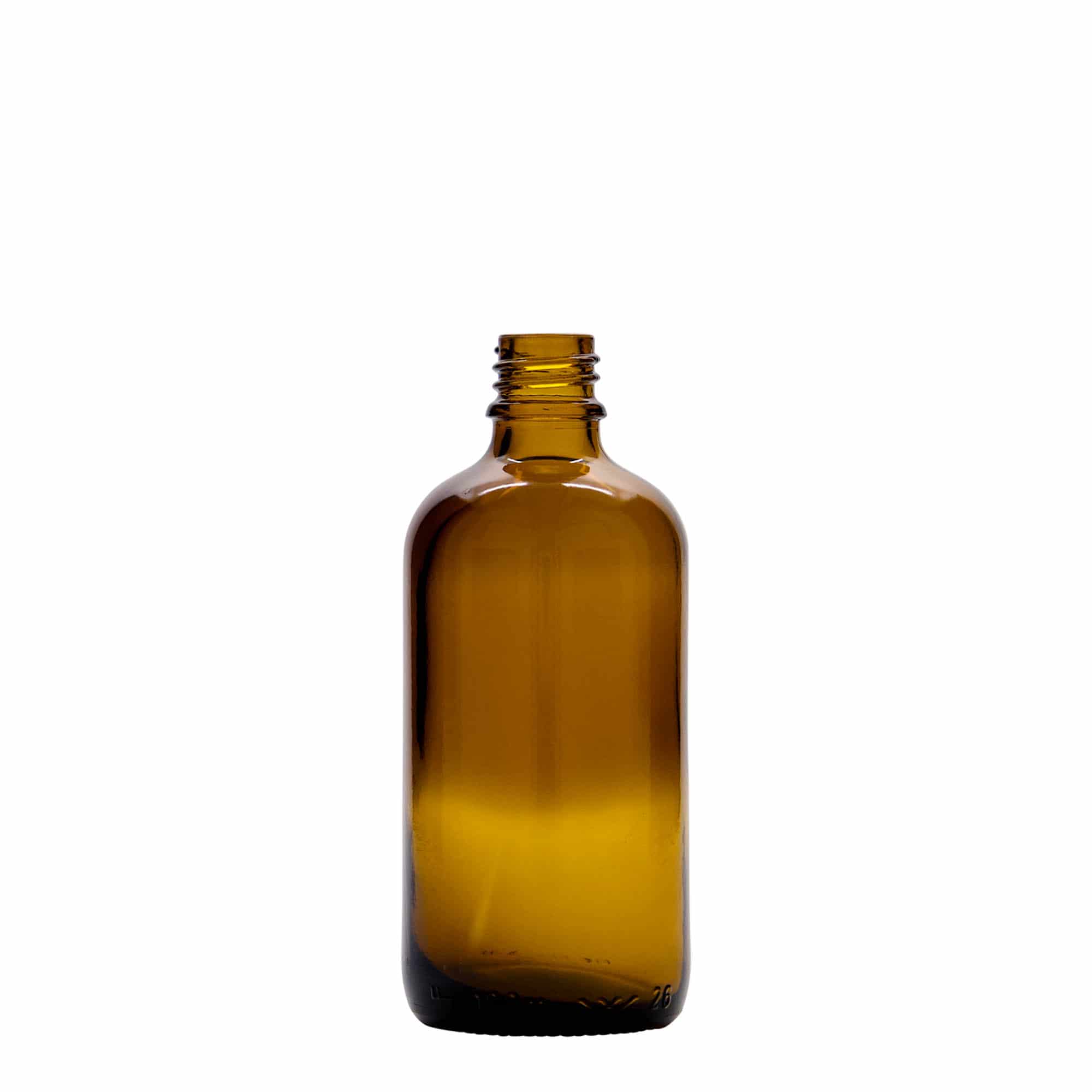 Flacon compte-gouttes médical 100 ml, verre, marron-rouge, bouchage: DIN 18