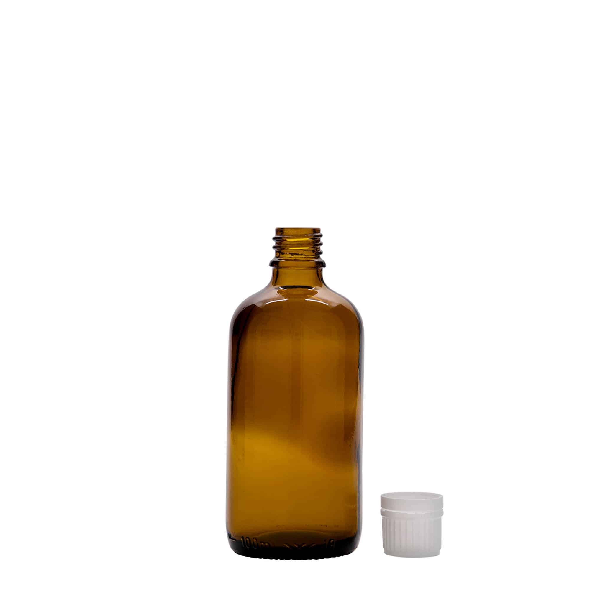 Flacon pharmaceutique 100 ml, verre, brun, bouchage: DIN 18