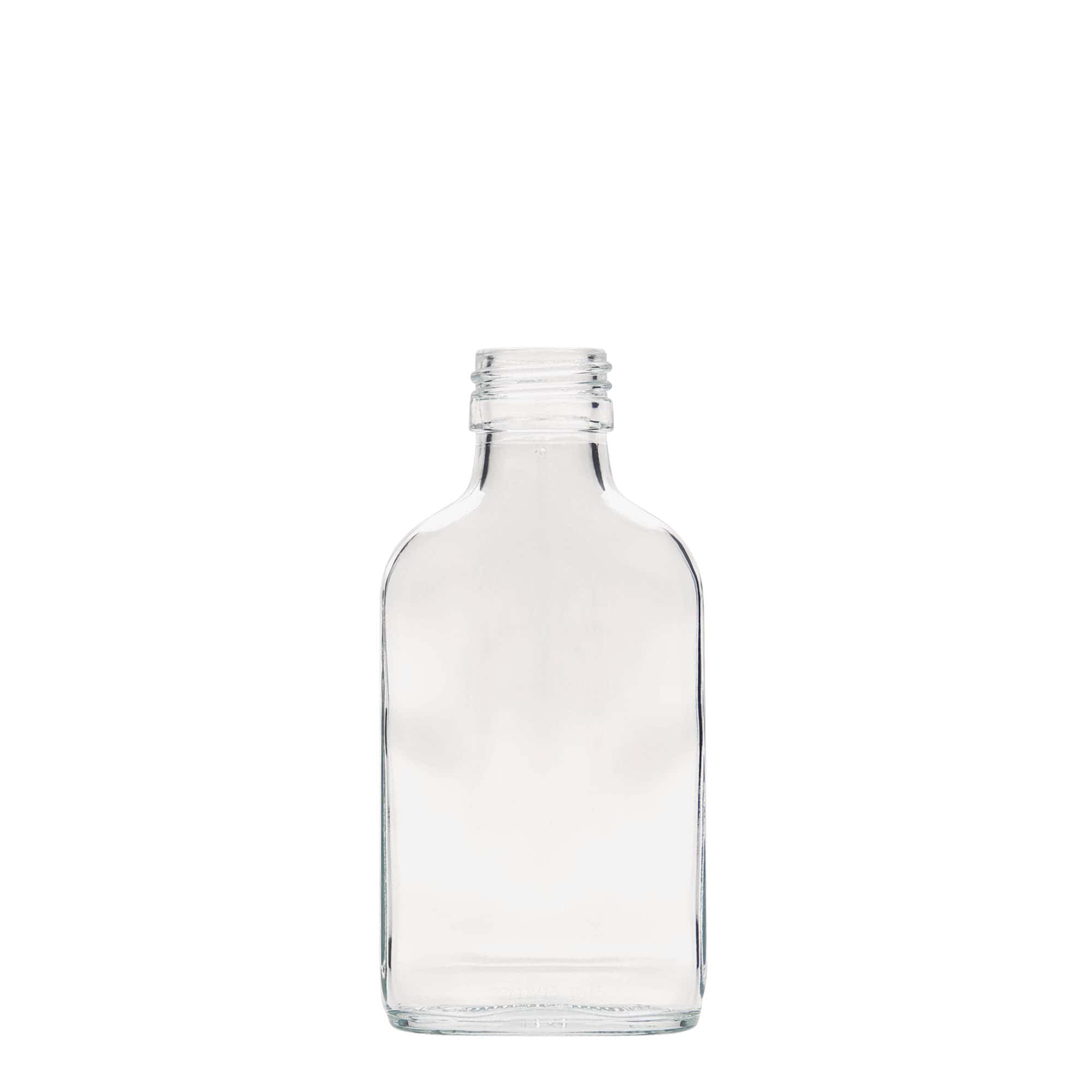 Flasque 100 ml, rectangulaire, verre, bouchage: PP 28