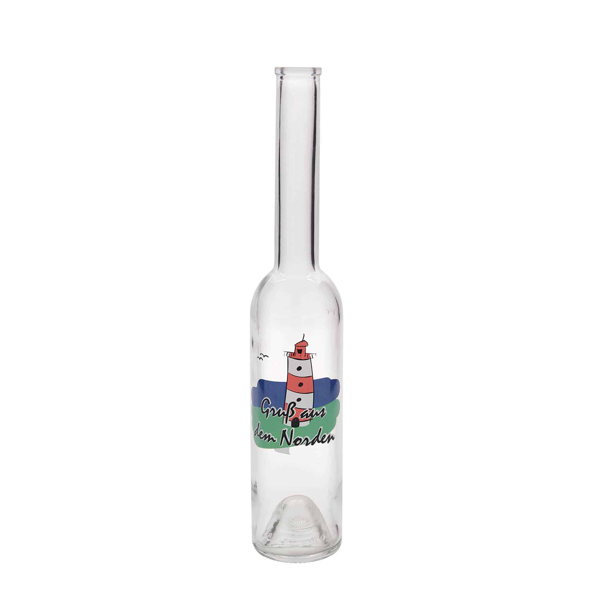 Glazen fles 'Opera', 350 ml, motief: Het noorden, monding: kurk