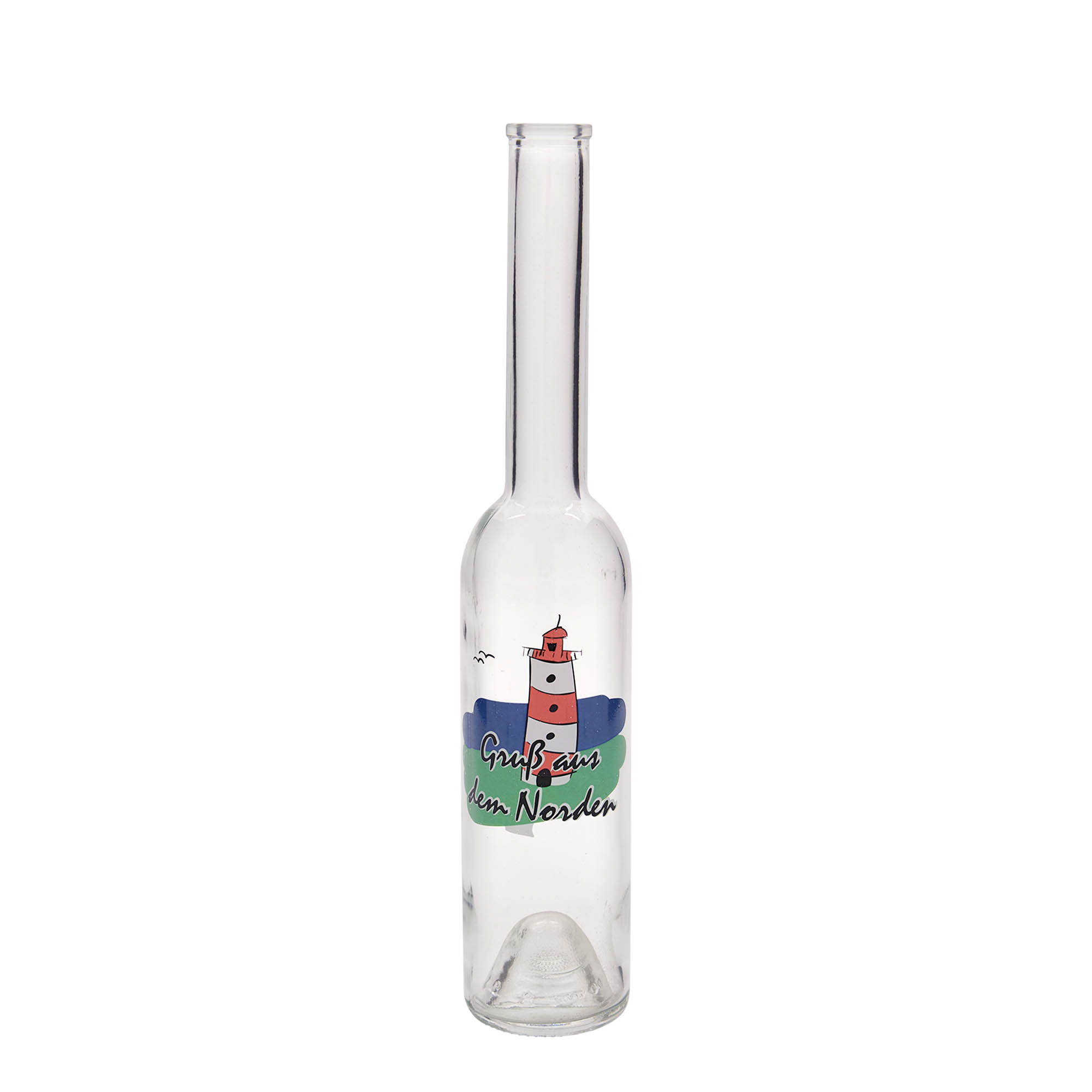 Glazen fles 'Opera', 350 ml, motief: Het noorden, monding: kurk Glazen fles 'Opera', 350 ml, motief: Het noorden, monding: kurk