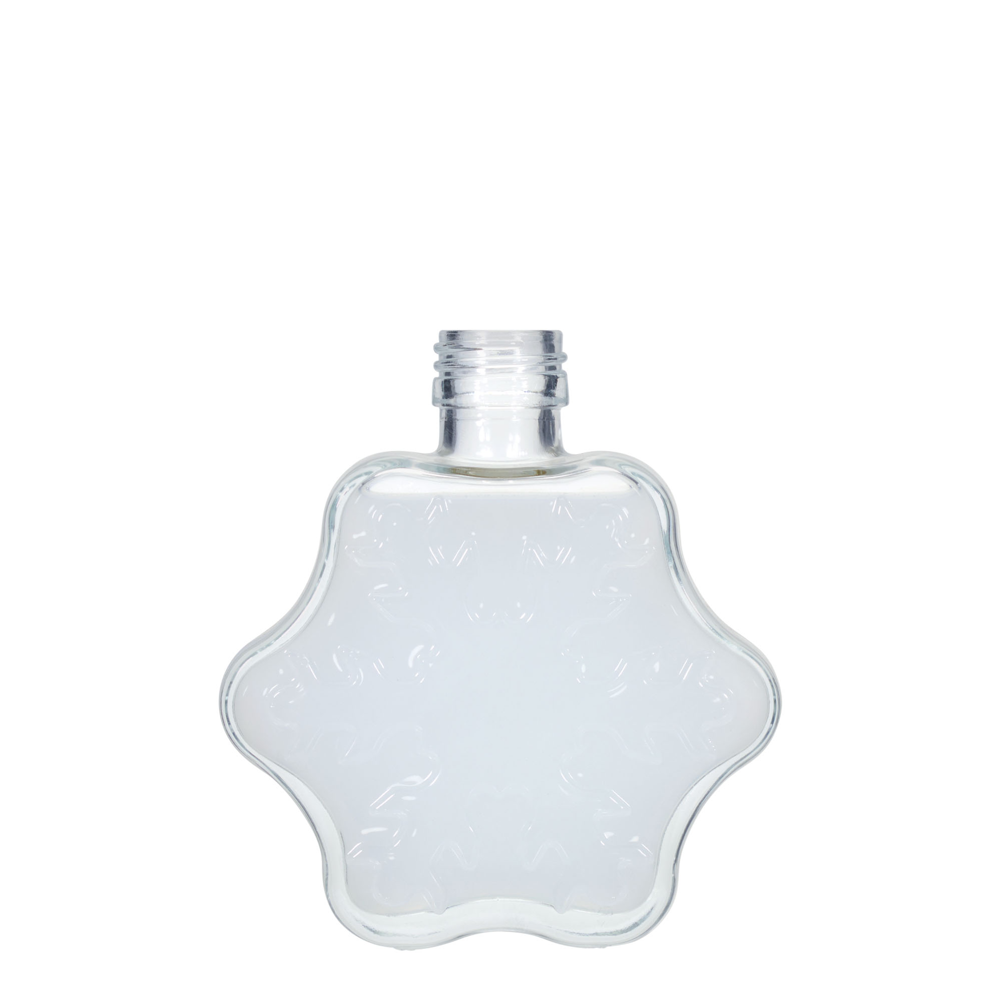 Bouteille en verre de 200 ml 'Flocon de Neige', bouchage: PP 28