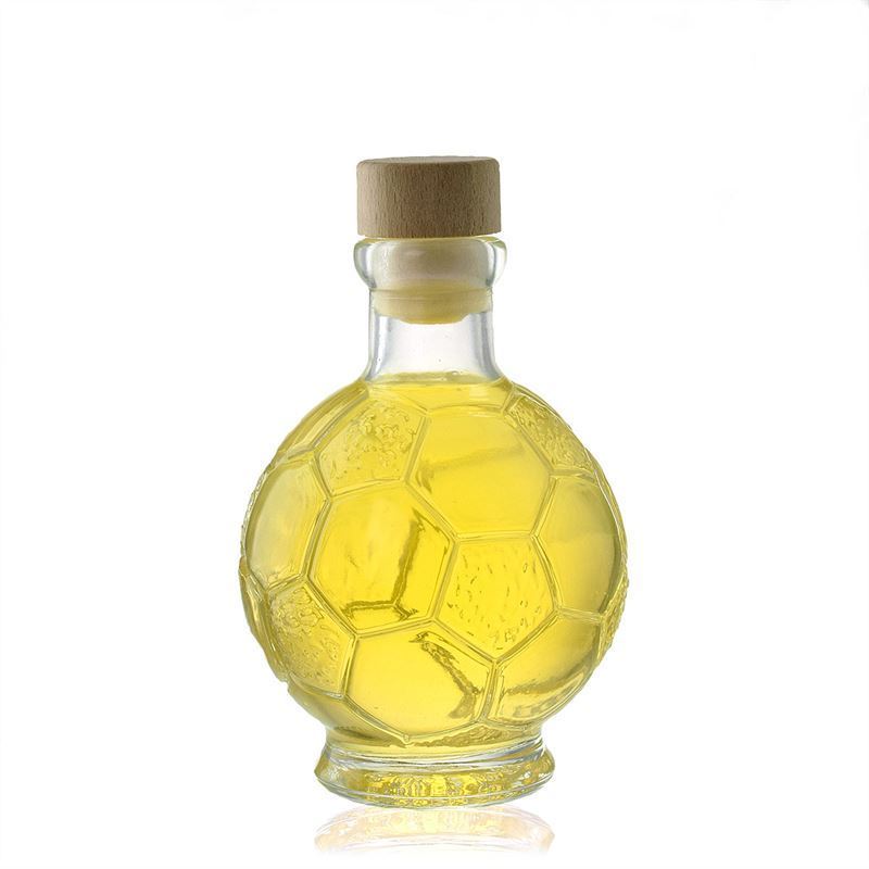 Glazen fles 'Voetbal', 200 ml, monding: kurk Glazen fles 'Voetbal', 200 ml, monding: kurk
