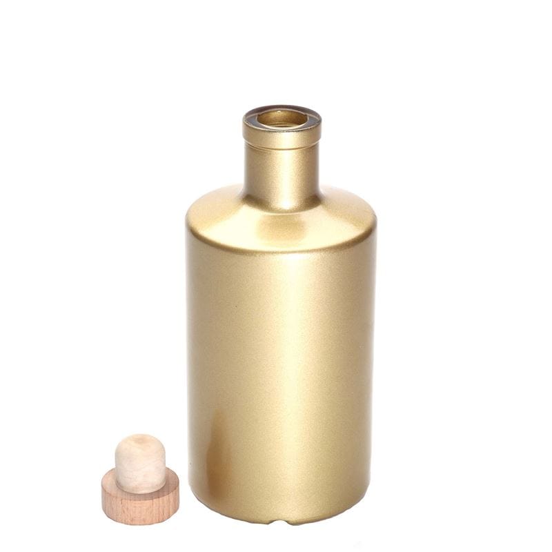 Glazen fles 'Caroline', 500 ml, goud, monding: kurk