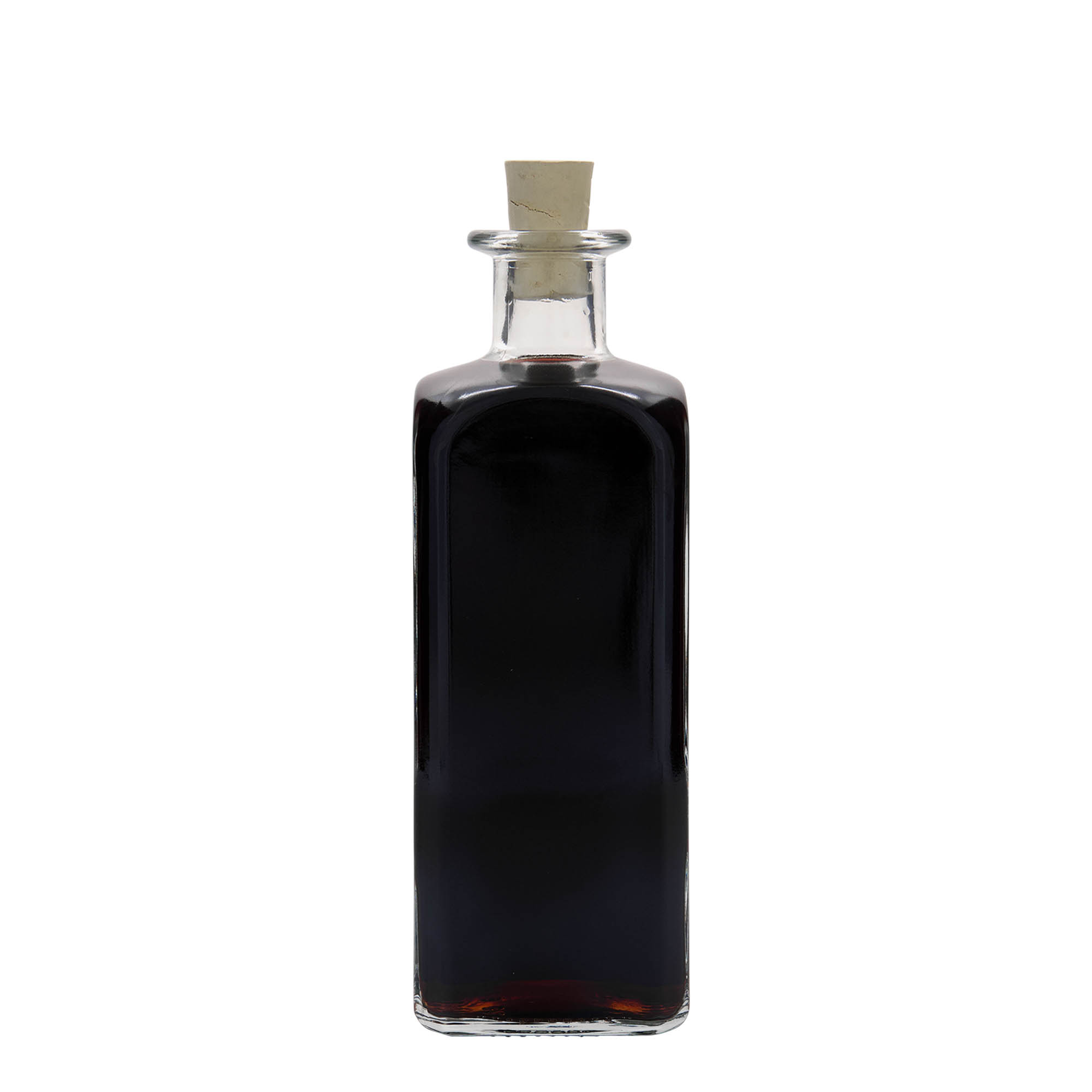 Glazen fles Apotheker carré, 500 ml, vierkant, monding: kurk Glazen fles Apotheker carré, 500 ml, vierkant, monding: kurk