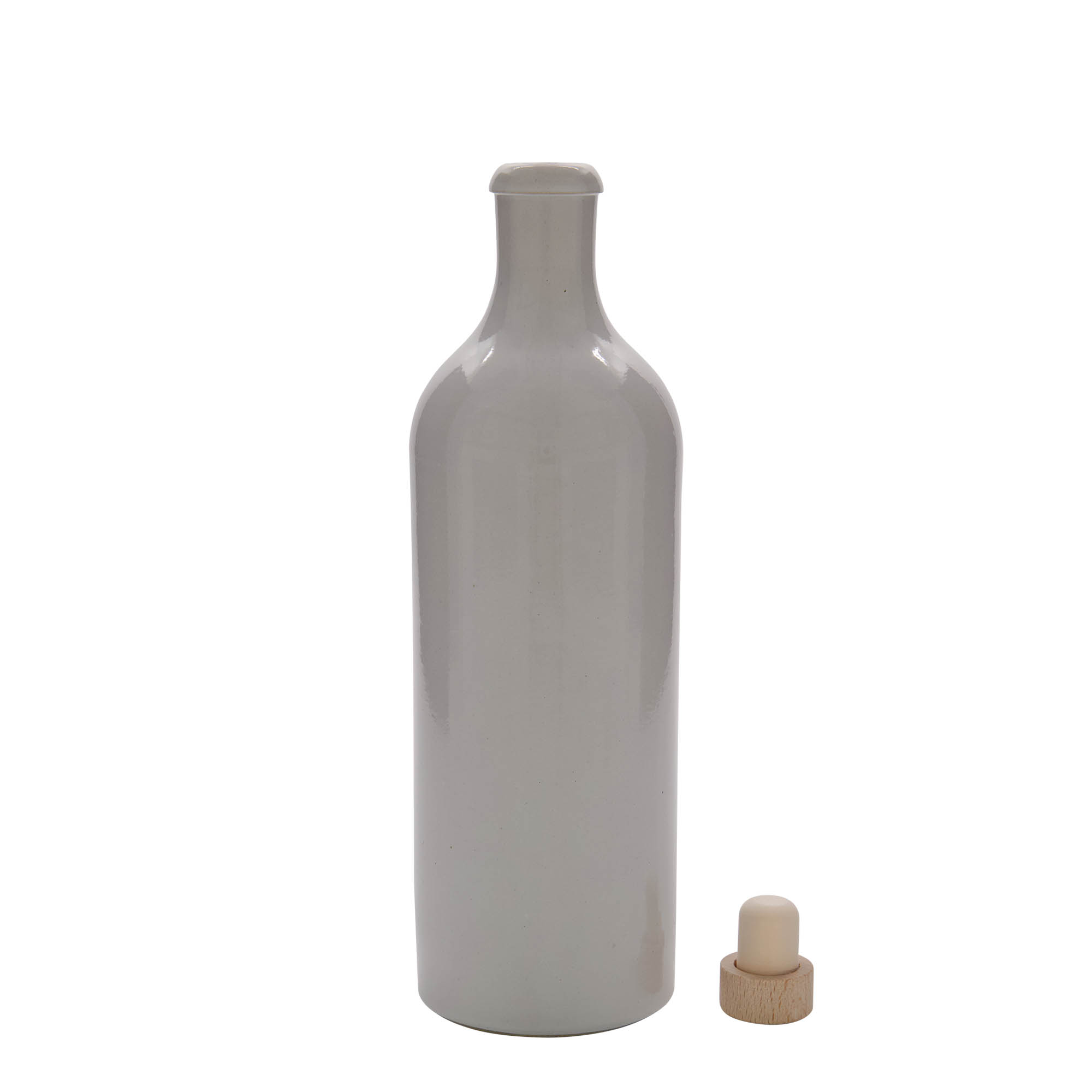 Keramische kruik, 750 ml, steengoed, wit, monding: kurk Keramische kruik, 750 ml, steengoed, wit, monding: kurk